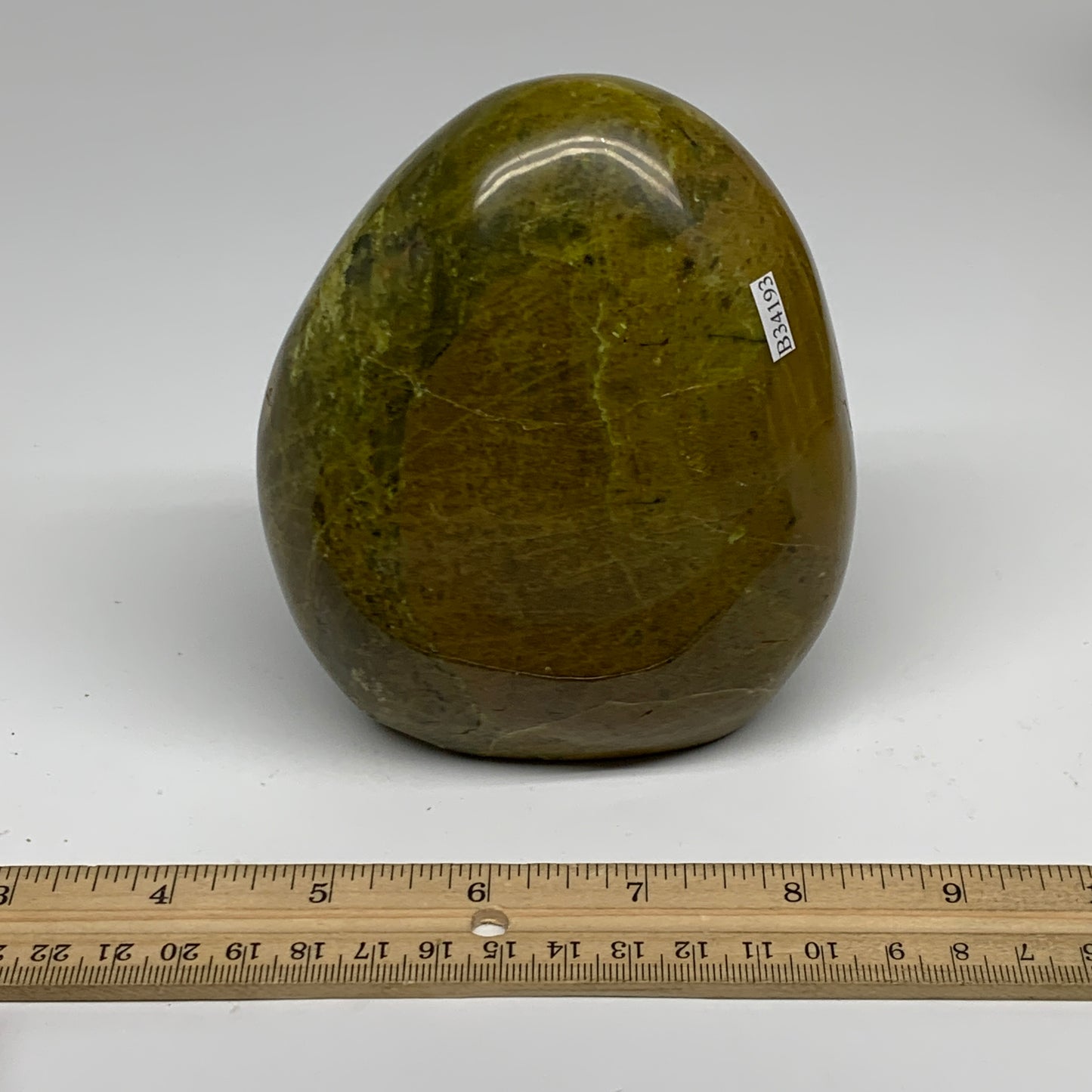 2.07 lbs, 4.7"x4"x2.6", Green Opal Crystal Freeform Polished Gemstone, B34193