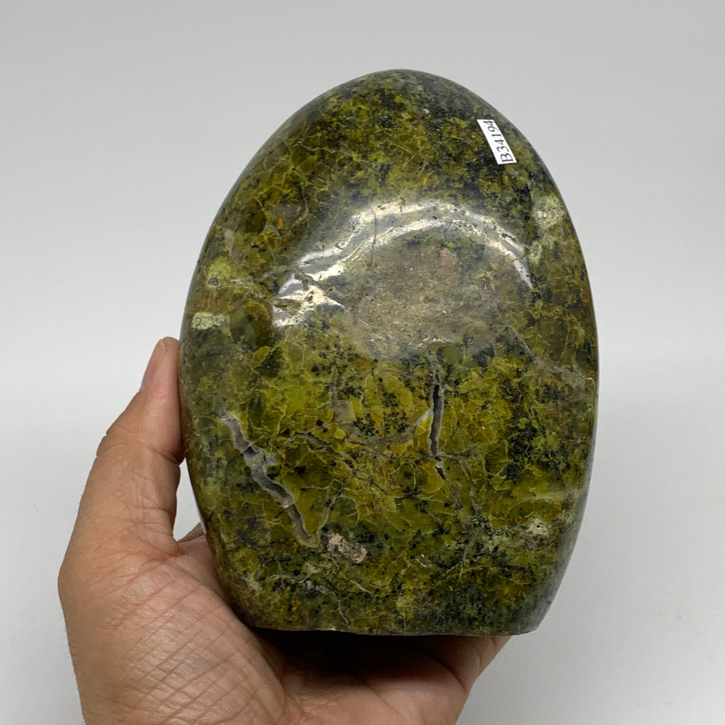 2.3 lbs, 5.1"x3.8"x2.5", Green Opal Crystal Freeform Polished Gemstone, B34194