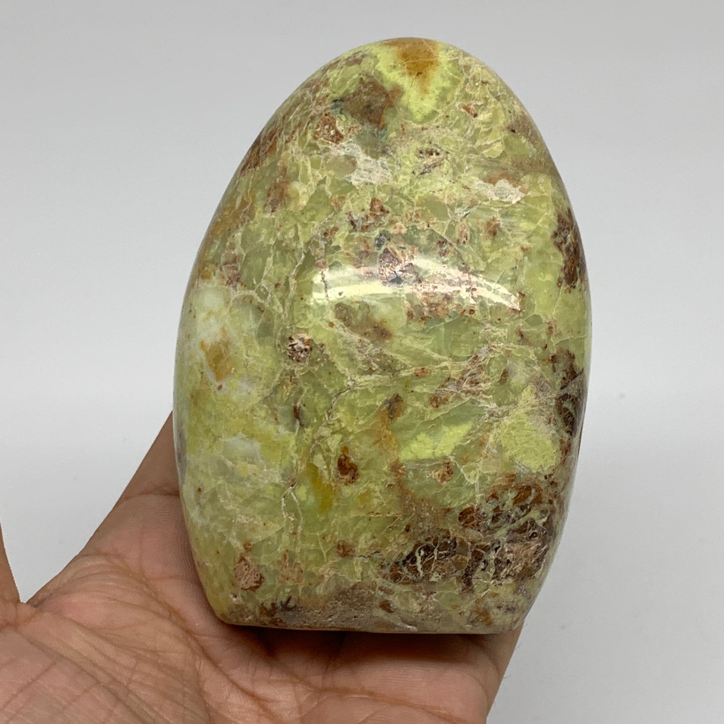 0.83 lbs, 3.9"x2.7"x1.8", Green Opal Crystal Freeform Polished Gemstone, B34195