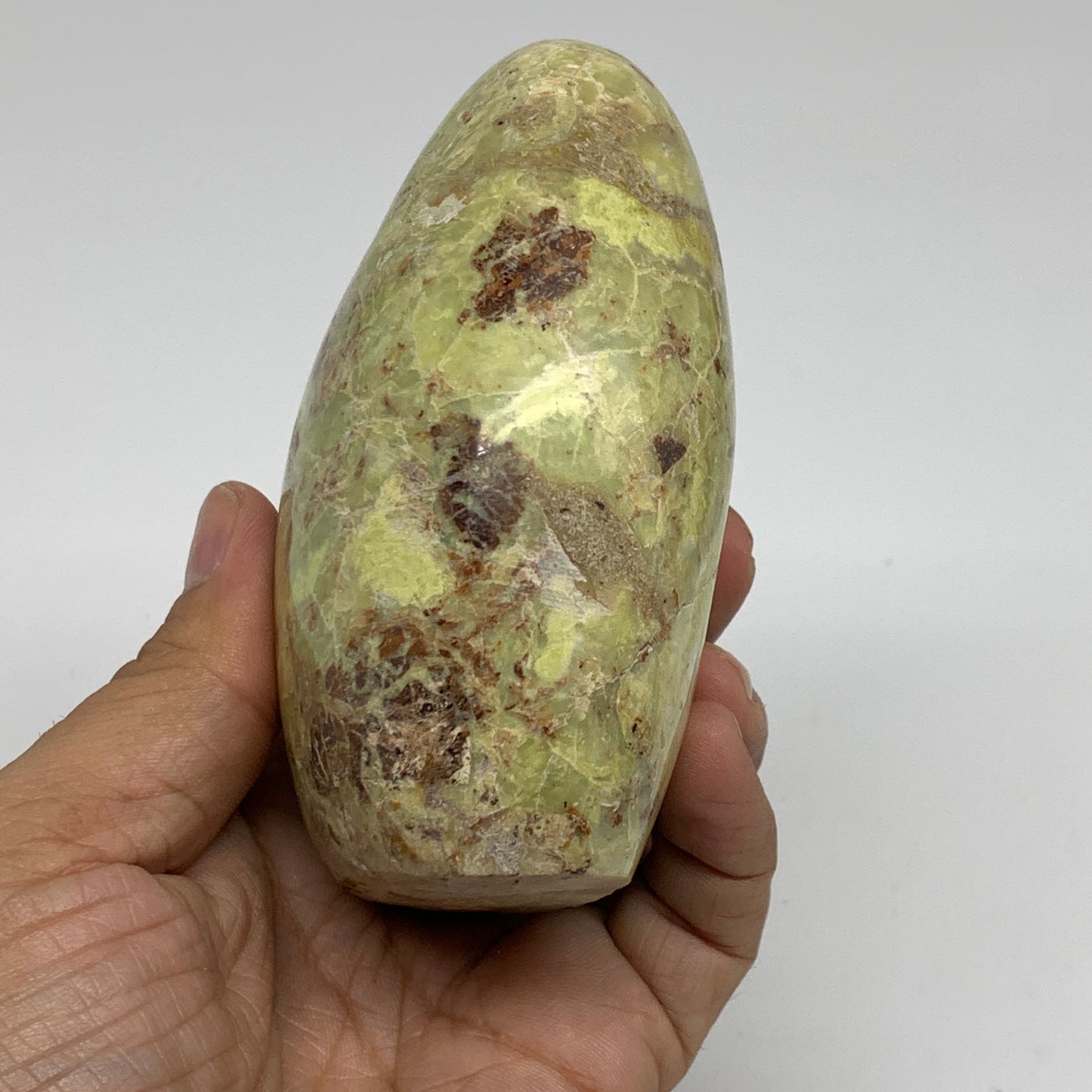 0.83 lbs, 3.9"x2.7"x1.8", Green Opal Crystal Freeform Polished Gemstone, B34195