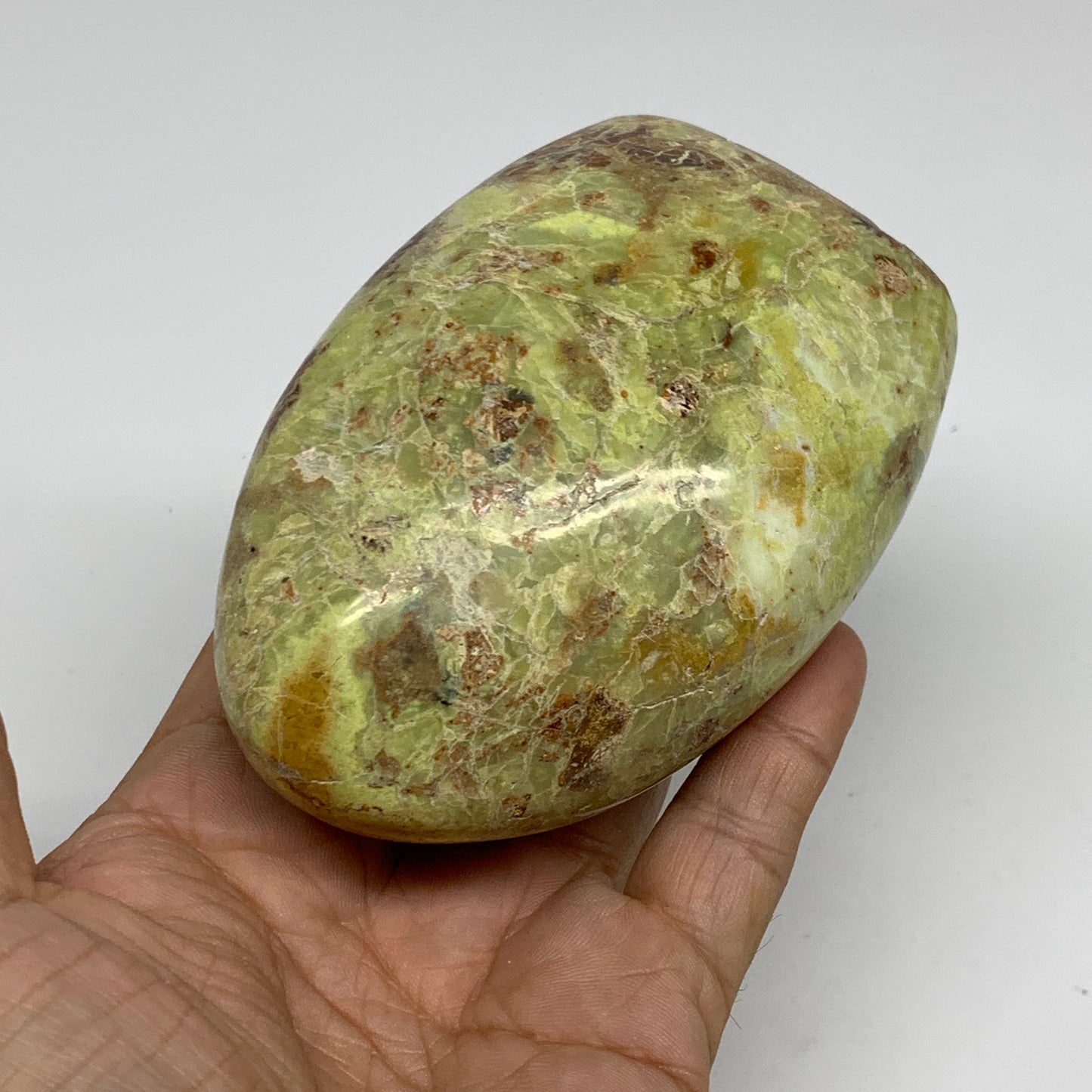 0.83 lbs, 3.9"x2.7"x1.8", Green Opal Crystal Freeform Polished Gemstone, B34195