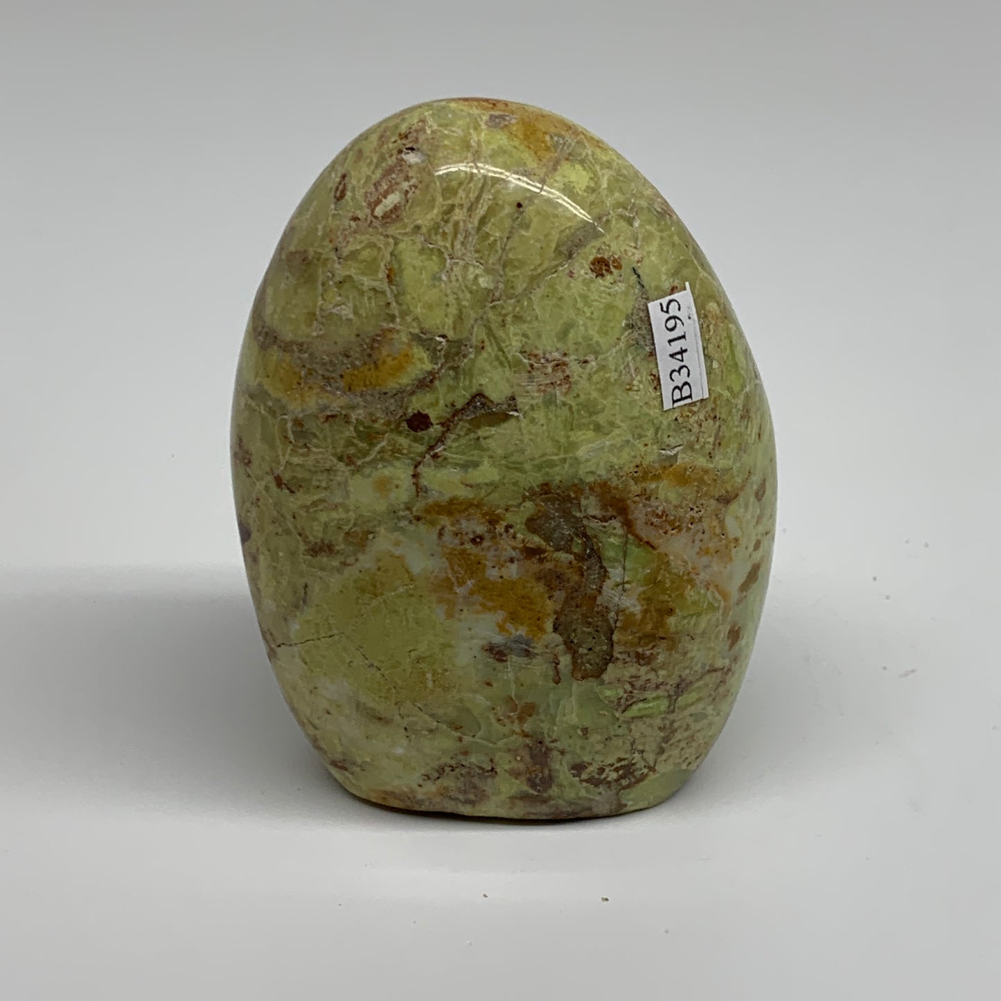 0.83 lbs, 3.9"x2.7"x1.8", Green Opal Crystal Freeform Polished Gemstone, B34195