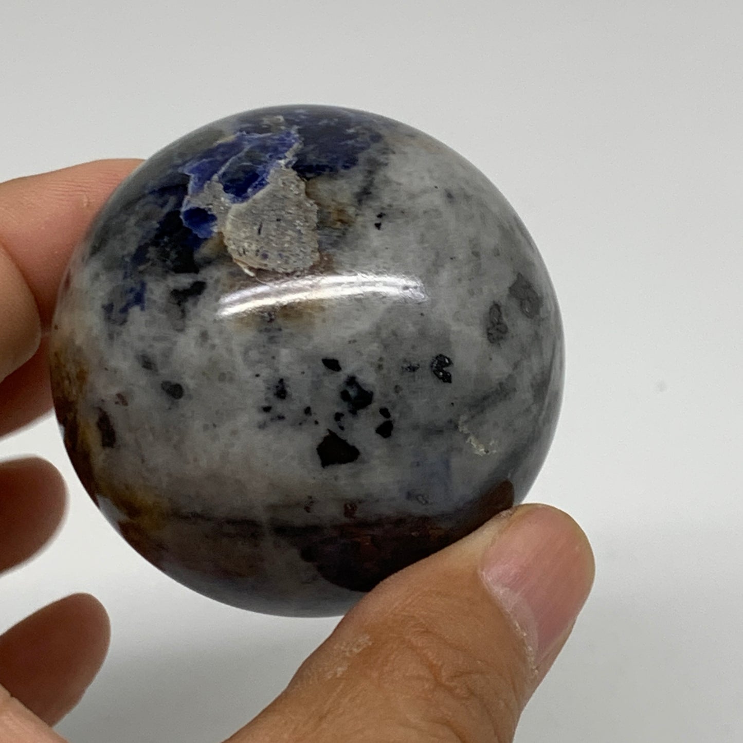 220g, 2.1"(52mm), Natural Sodalite Sphere Crystal Gemstone Ball @Brazil,B34216