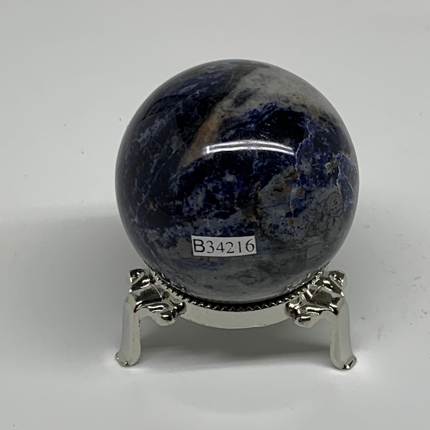220g, 2.1"(52mm), Natural Sodalite Sphere Crystal Gemstone Ball @Brazil,B34216