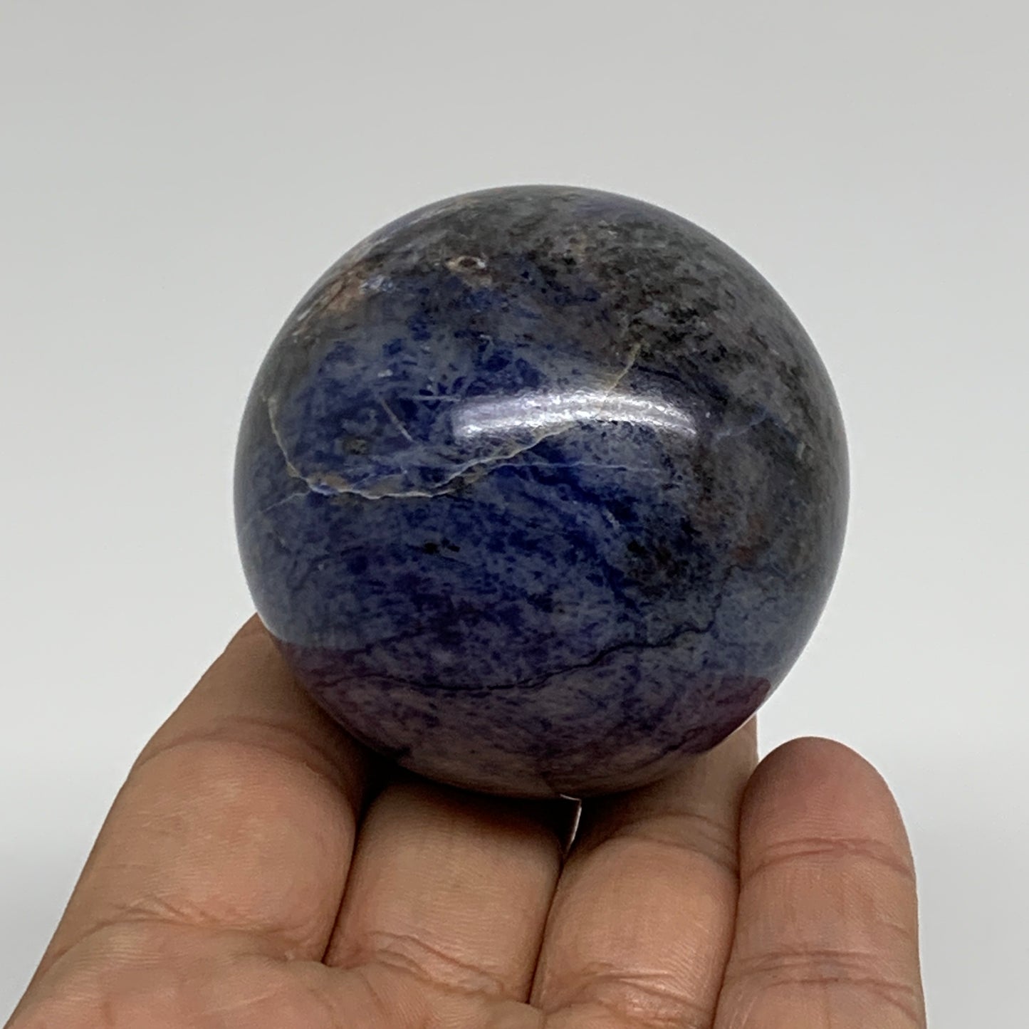 201.6g, 2.1"(52mm), Natural Sodalite Sphere Crystal Gemstone Ball @Brazil,B34218