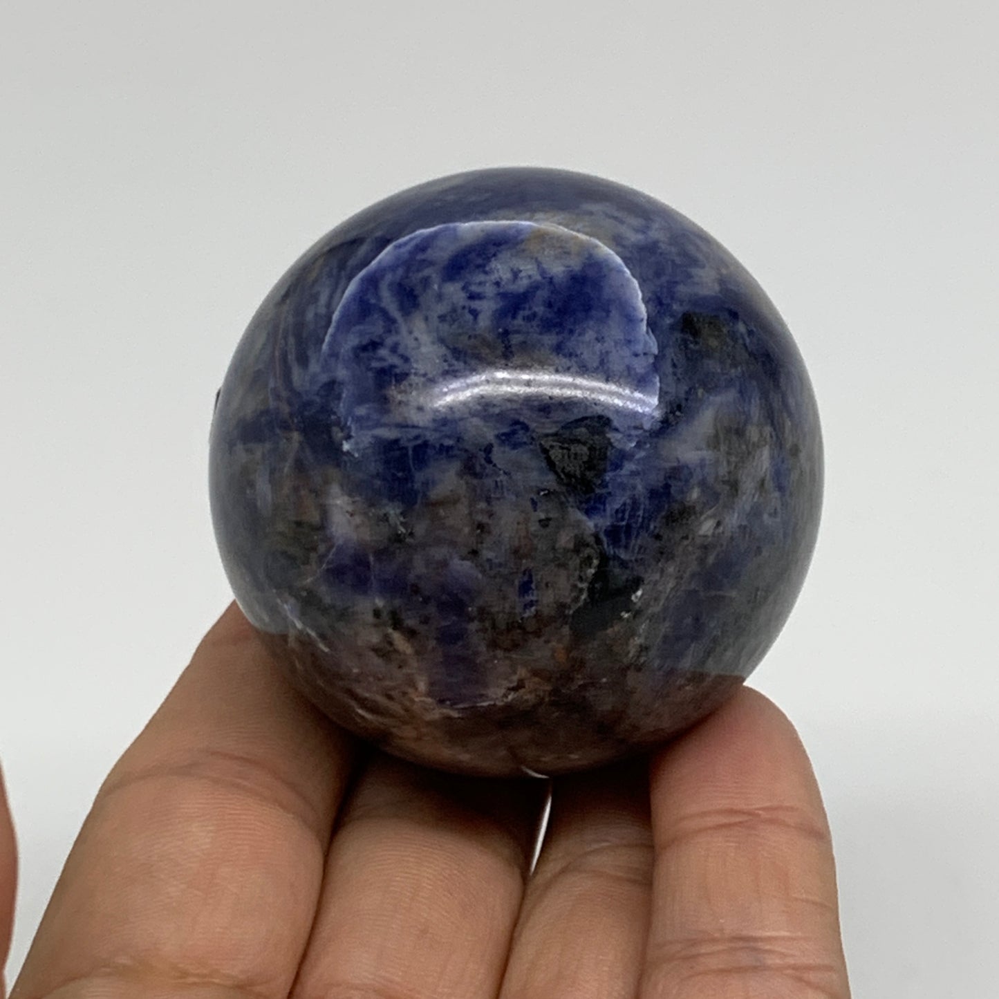 201.6g, 2.1"(52mm), Natural Sodalite Sphere Crystal Gemstone Ball @Brazil,B34218