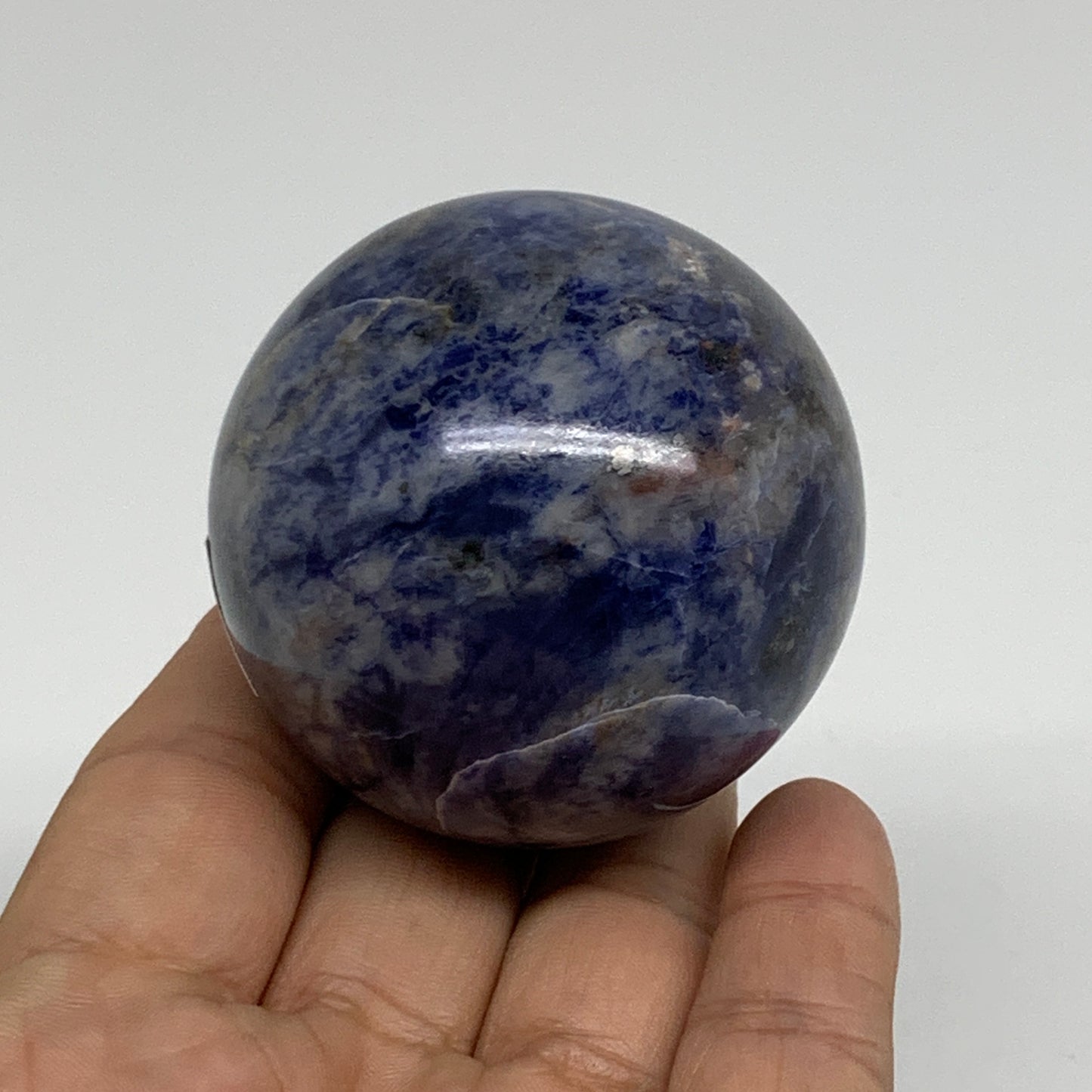 201.6g, 2.1"(52mm), Natural Sodalite Sphere Crystal Gemstone Ball @Brazil,B34218