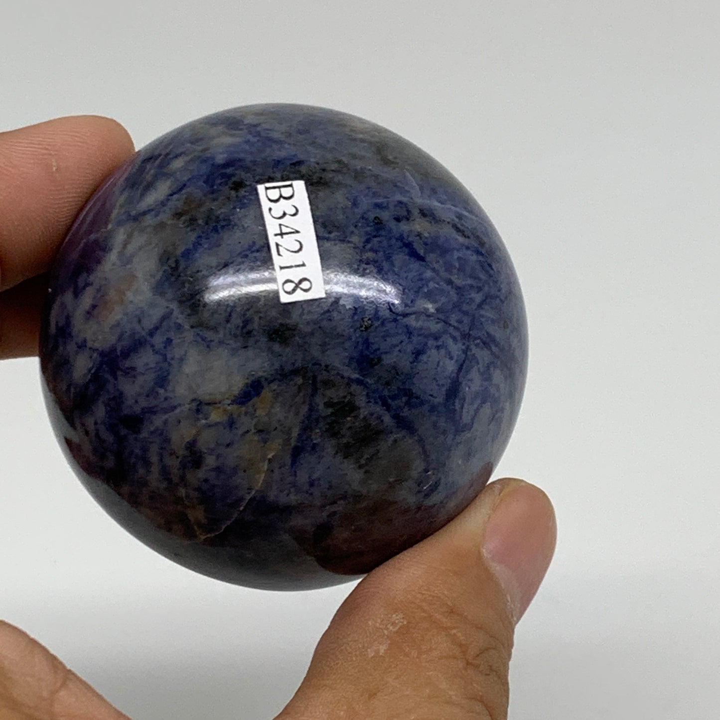 201.6g, 2.1"(52mm), Natural Sodalite Sphere Crystal Gemstone Ball @Brazil,B34218