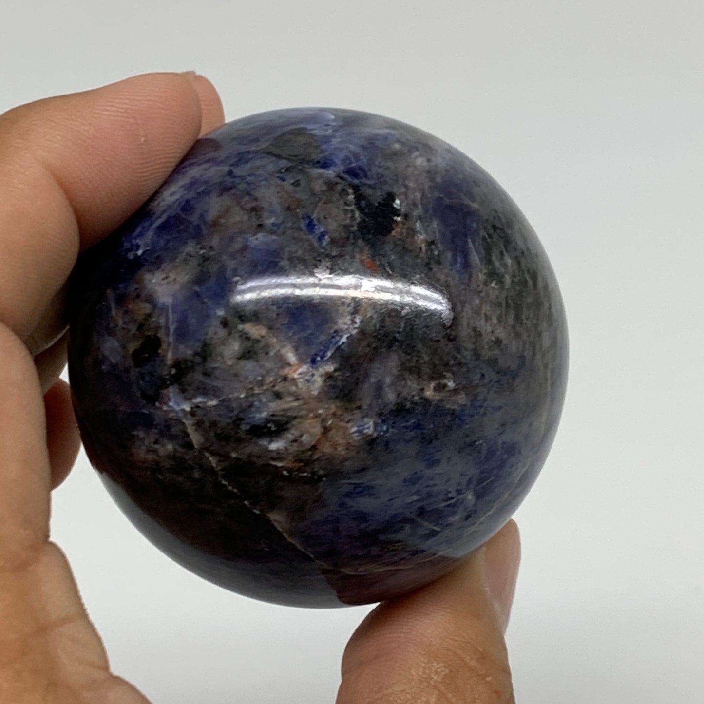 201.6g, 2.1"(52mm), Natural Sodalite Sphere Crystal Gemstone Ball @Brazil,B34218