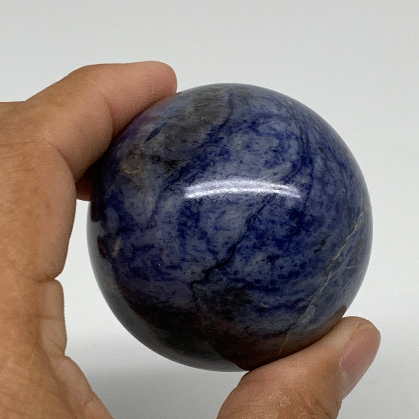 201.6g, 2.1"(52mm), Natural Sodalite Sphere Crystal Gemstone Ball @Brazil,B34218