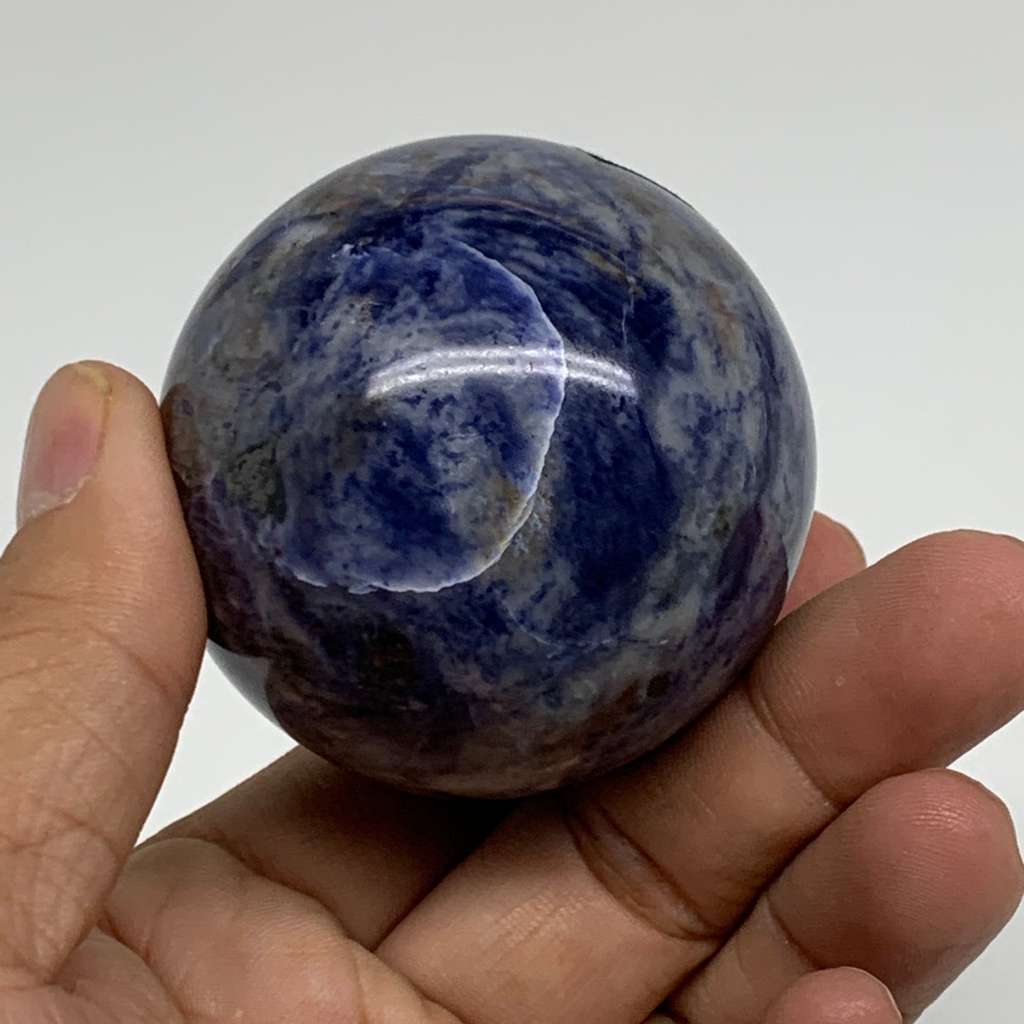 201.6g, 2.1"(52mm), Natural Sodalite Sphere Crystal Gemstone Ball @Brazil,B34218
