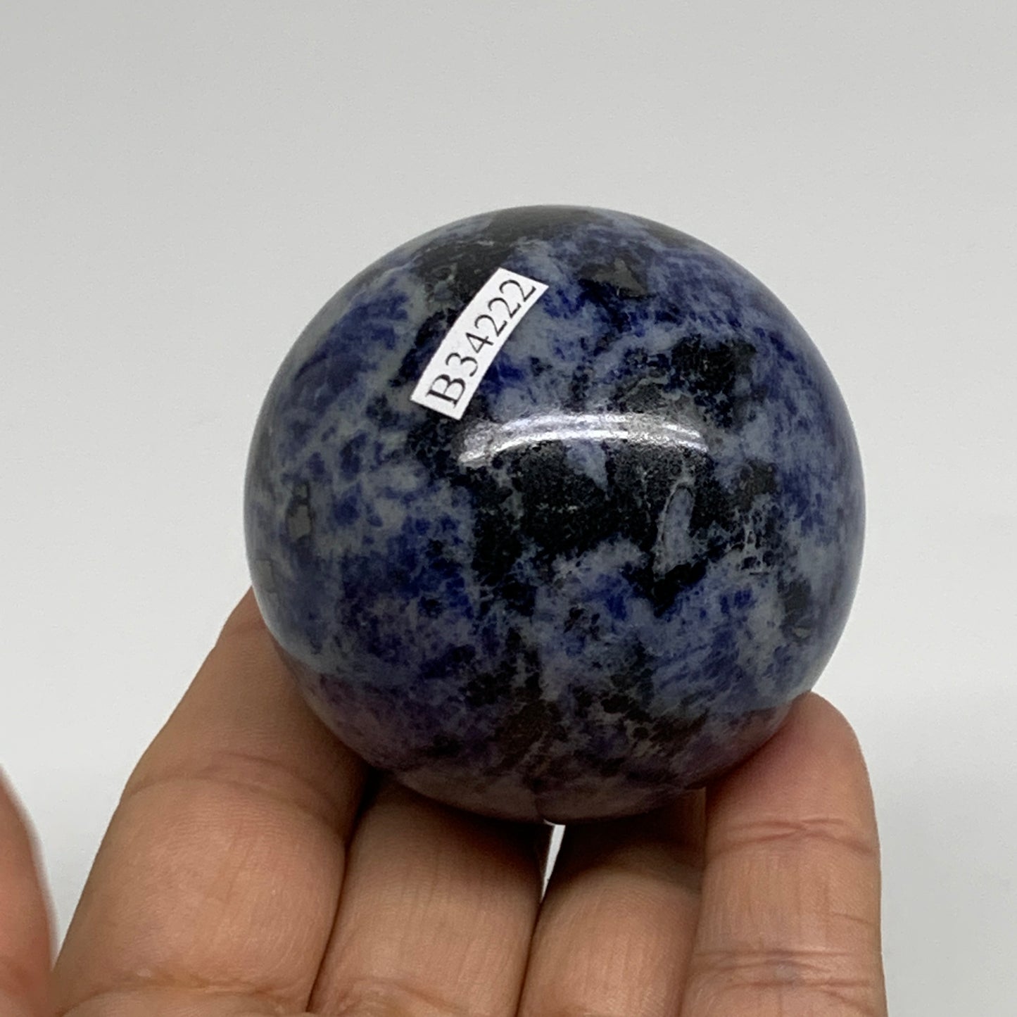 210g, 2.1"(53mm), Natural Sodalite Sphere Crystal Gemstone Ball @Brazil,B34222