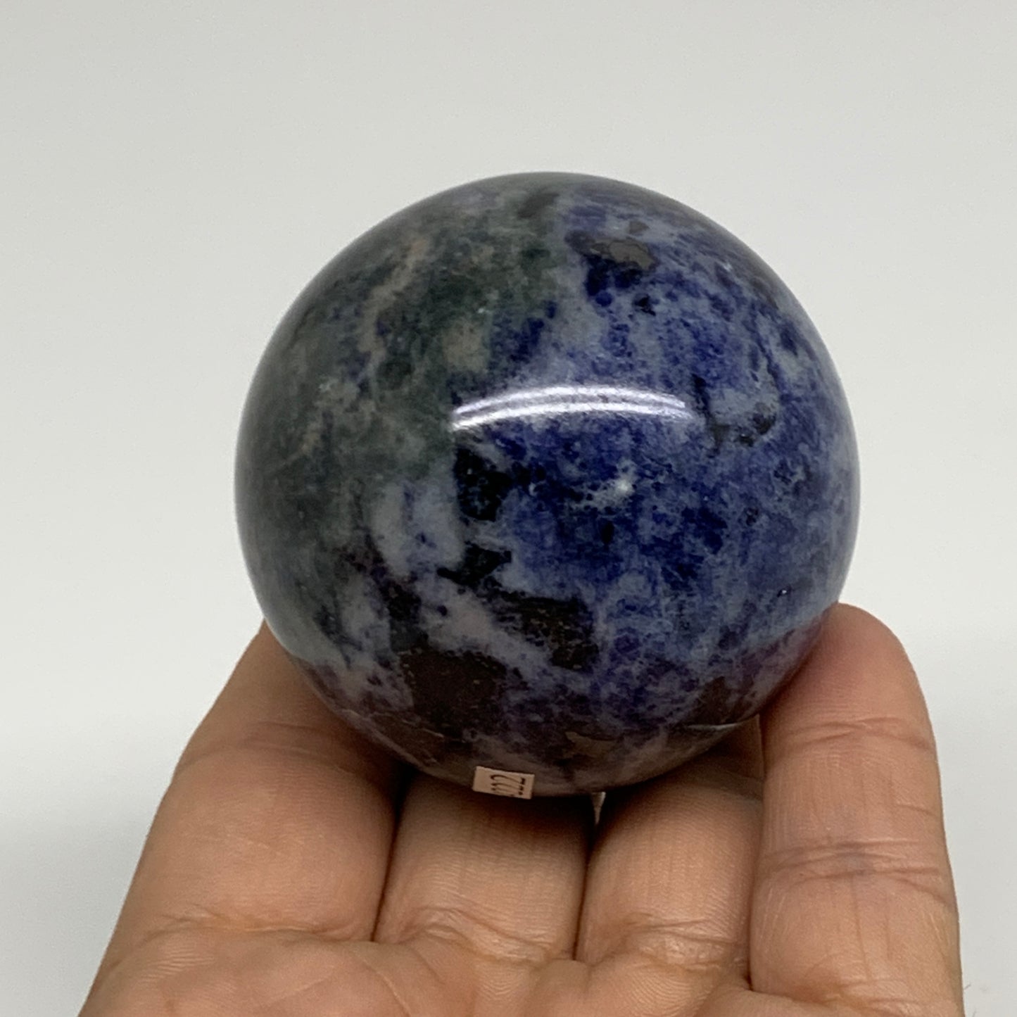 210g, 2.1"(53mm), Natural Sodalite Sphere Crystal Gemstone Ball @Brazil,B34222