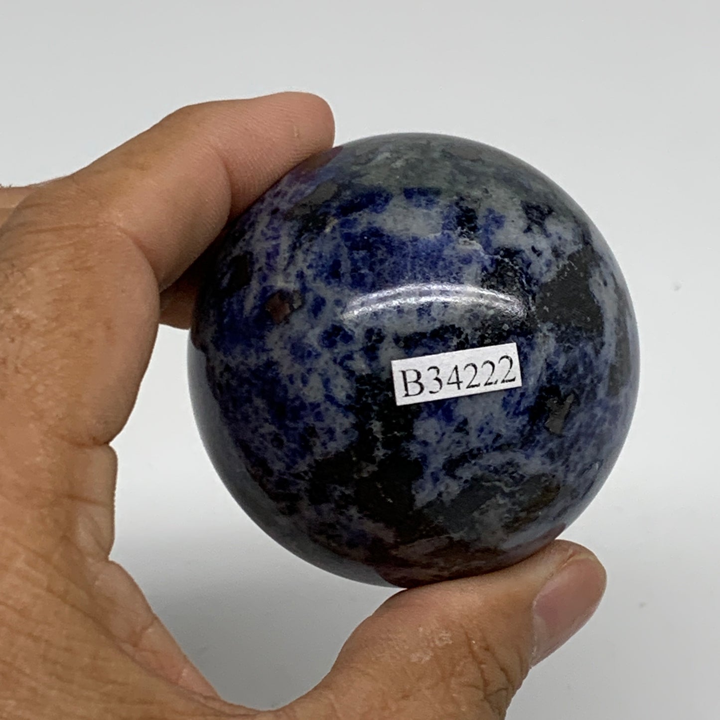 210g, 2.1"(53mm), Natural Sodalite Sphere Crystal Gemstone Ball @Brazil,B34222