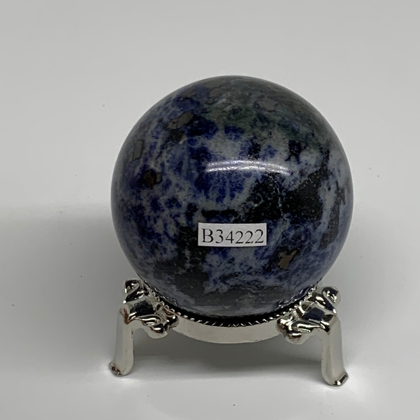 210g, 2.1"(53mm), Natural Sodalite Sphere Crystal Gemstone Ball @Brazil,B34222