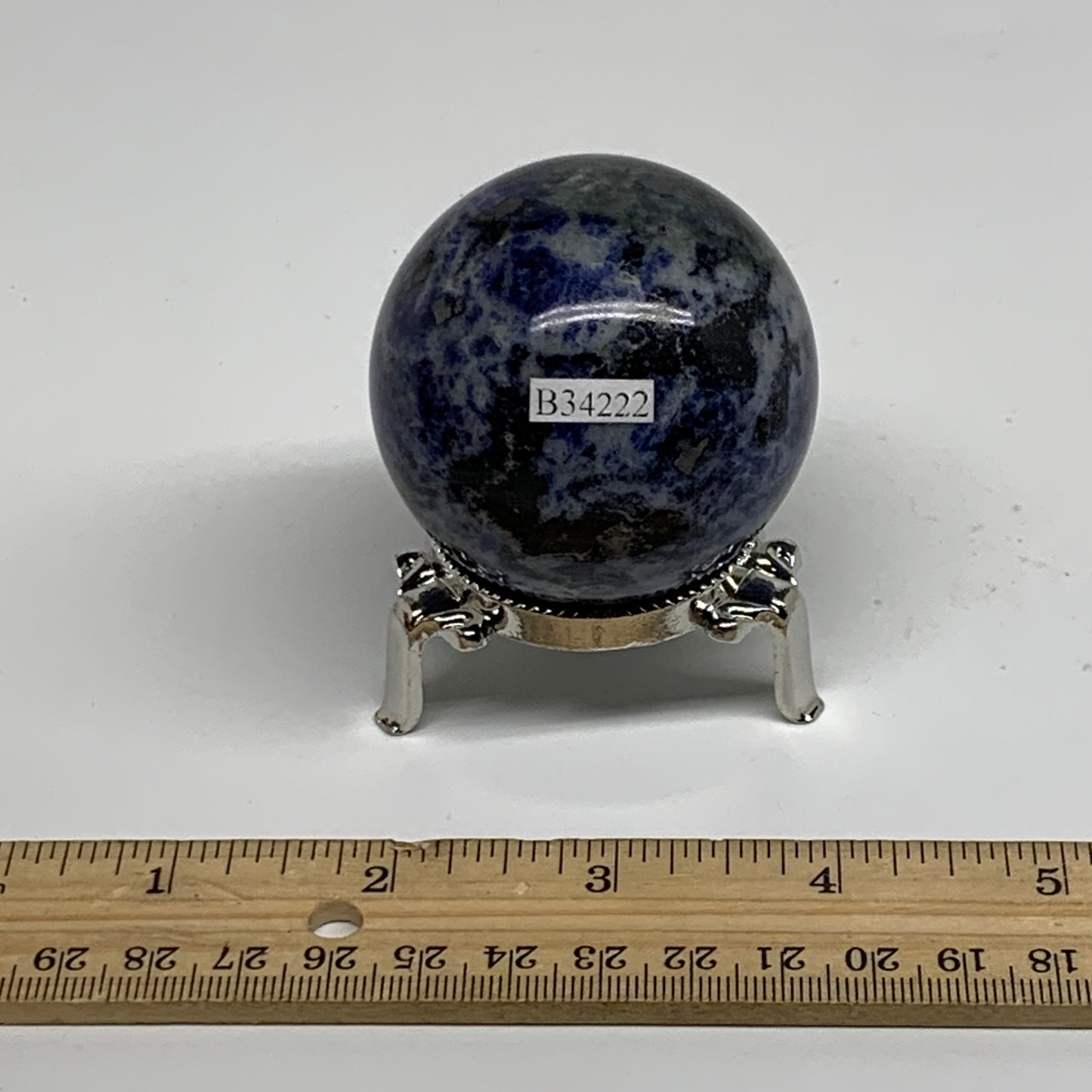 210g, 2.1"(53mm), Natural Sodalite Sphere Crystal Gemstone Ball @Brazil,B34222