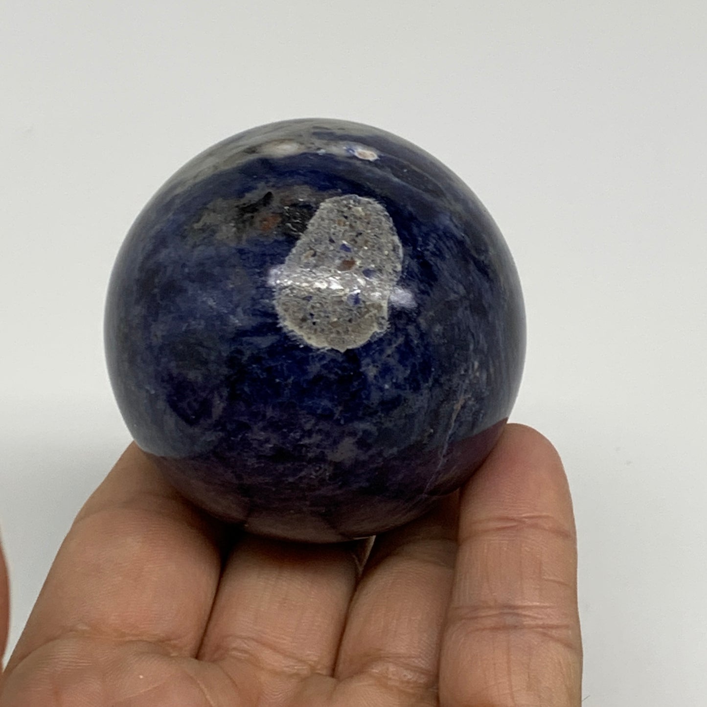 206.2g, 2.1"(53mm), Natural Sodalite Sphere Crystal Gemstone Ball @Brazil,B34223