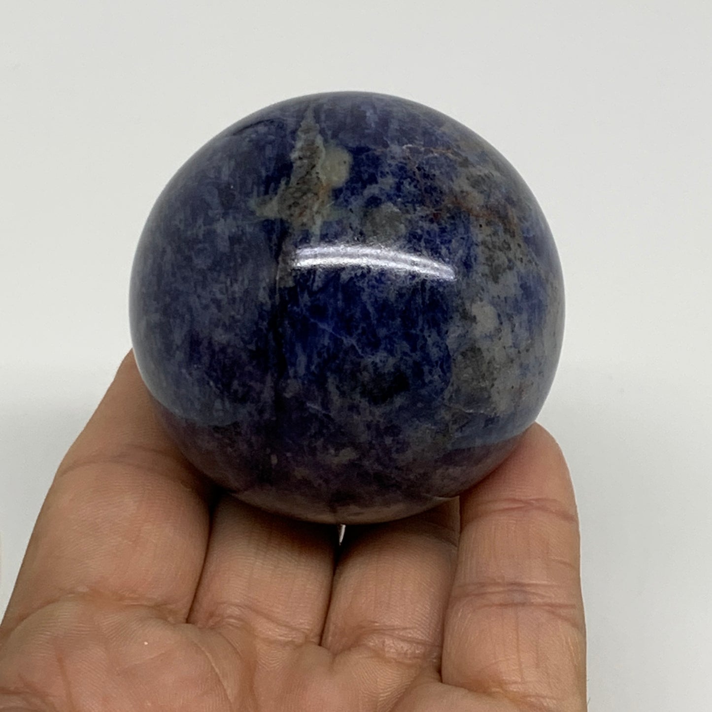 206.2g, 2.1"(53mm), Natural Sodalite Sphere Crystal Gemstone Ball @Brazil,B34223