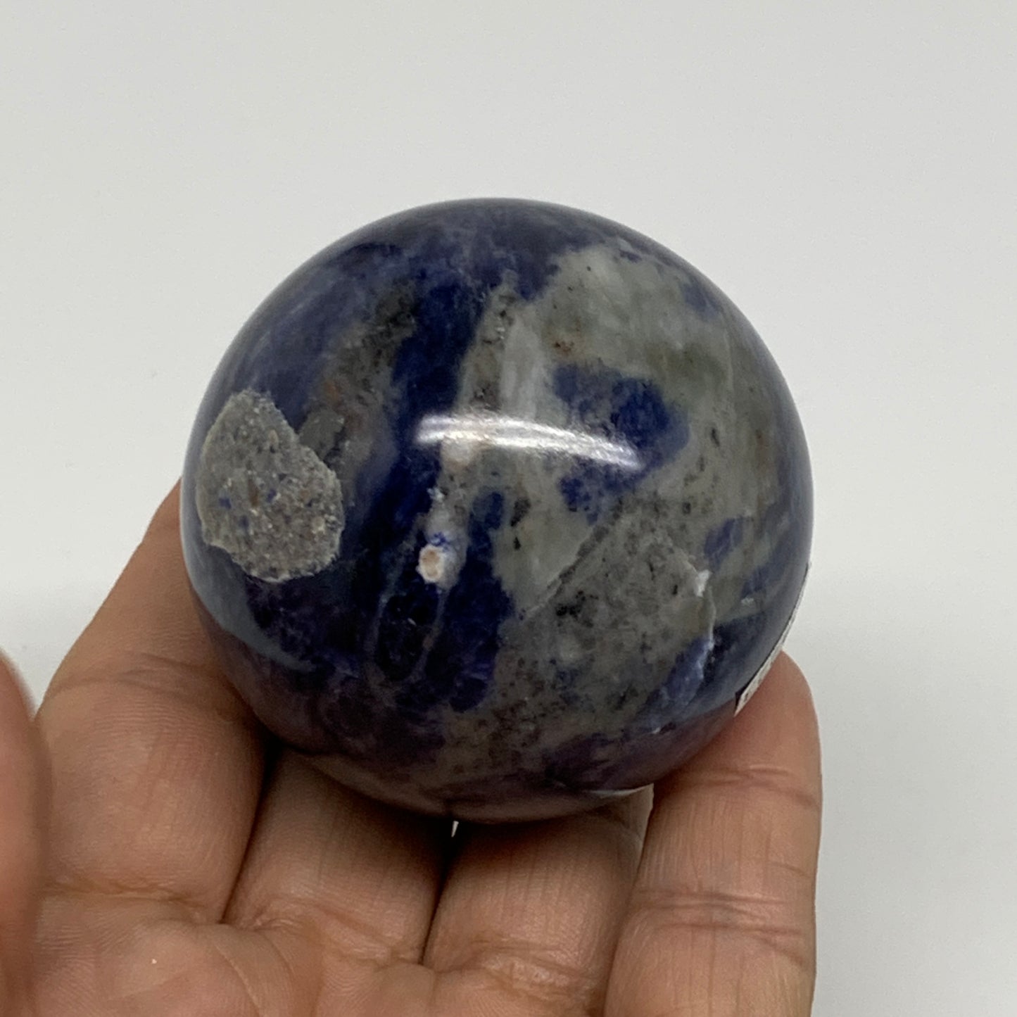 206.2g, 2.1"(53mm), Natural Sodalite Sphere Crystal Gemstone Ball @Brazil,B34223