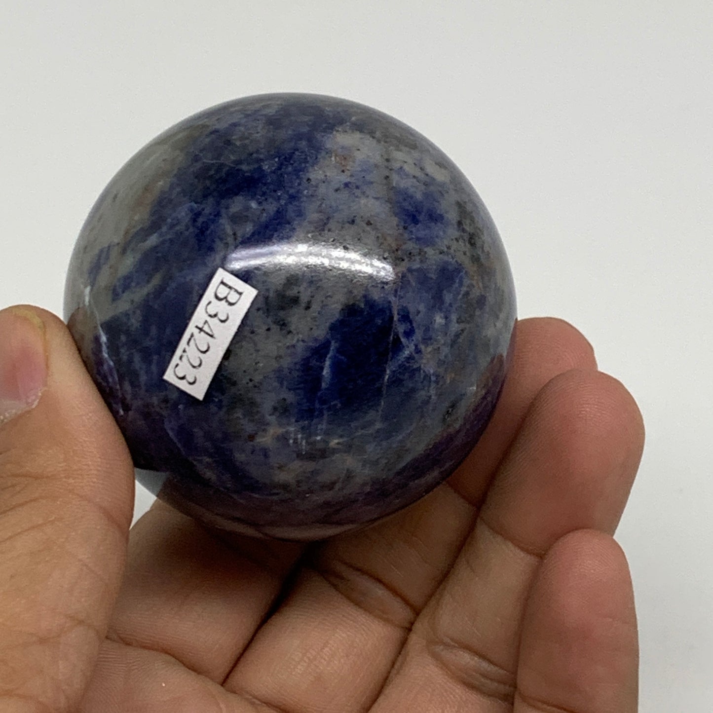 206.2g, 2.1"(53mm), Natural Sodalite Sphere Crystal Gemstone Ball @Brazil,B34223