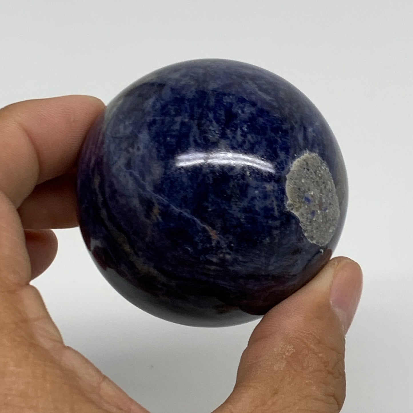 206.2g, 2.1"(53mm), Natural Sodalite Sphere Crystal Gemstone Ball @Brazil,B34223