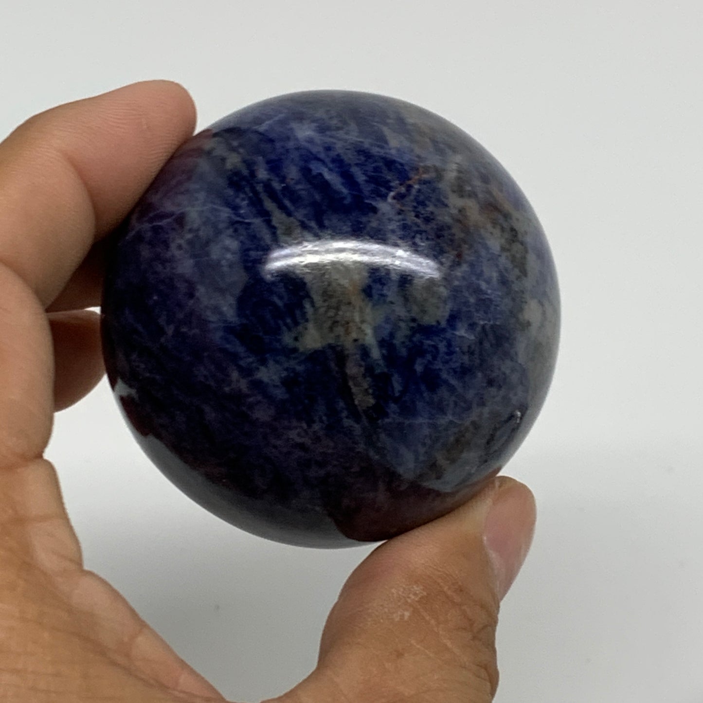 206.2g, 2.1"(53mm), Natural Sodalite Sphere Crystal Gemstone Ball @Brazil,B34223