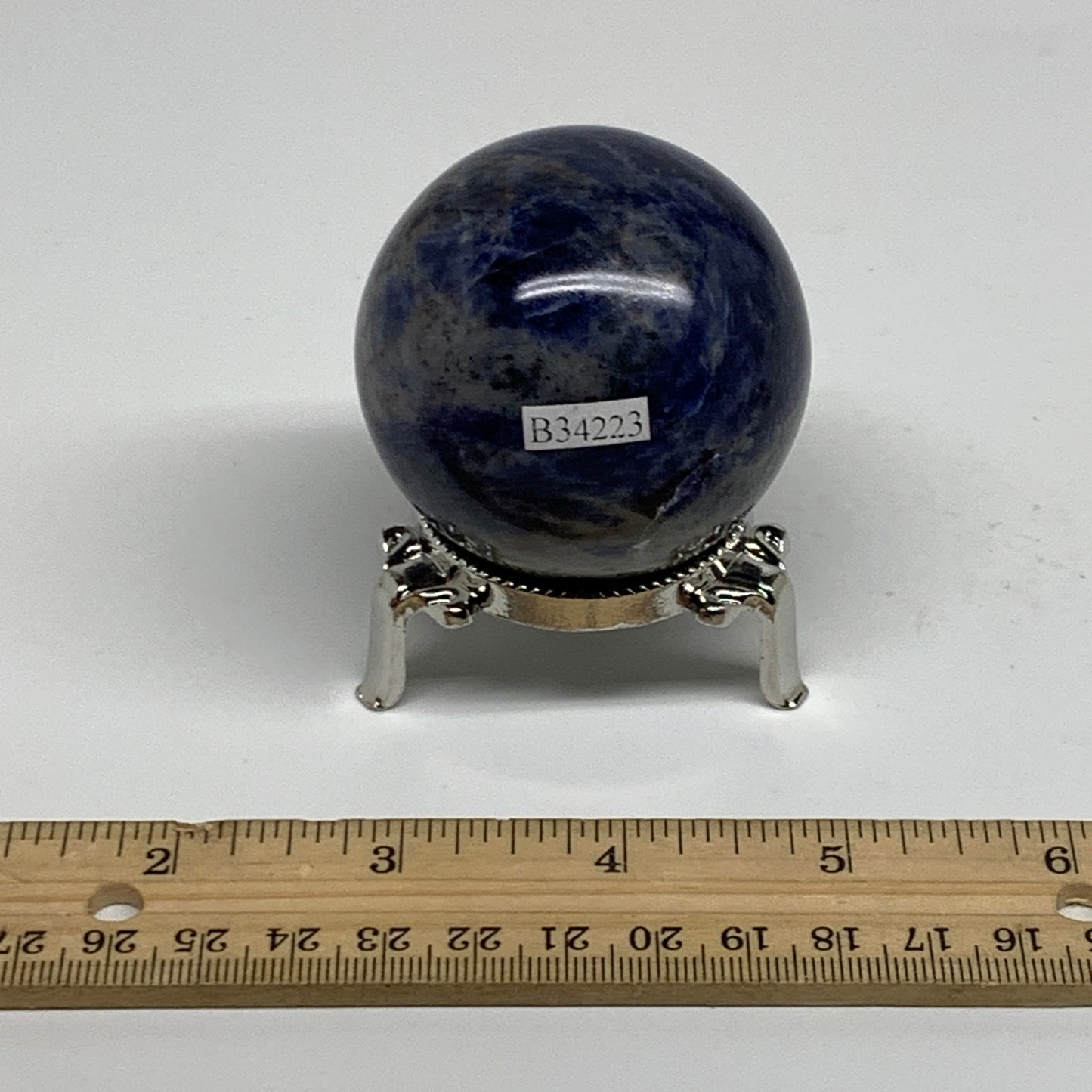 206.2g, 2.1"(53mm), Natural Sodalite Sphere Crystal Gemstone Ball @Brazil,B34223