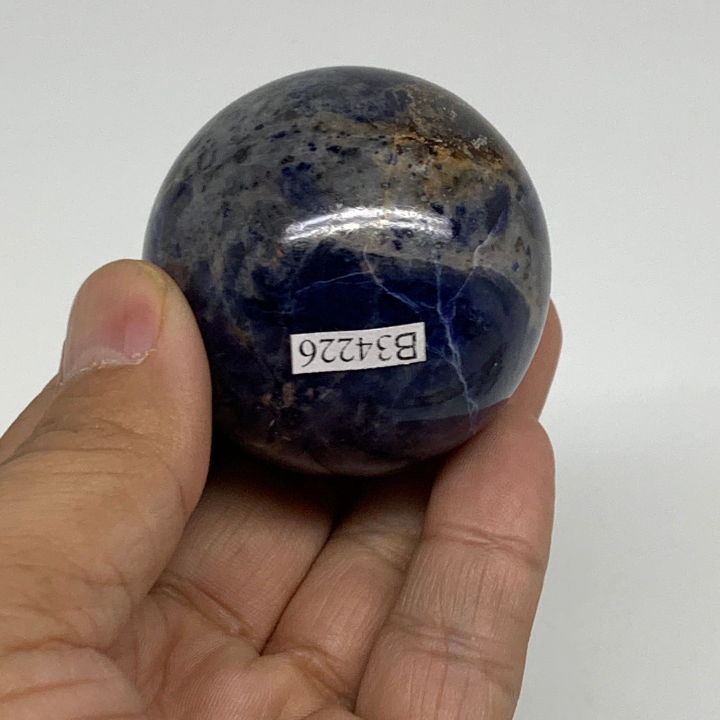 148.3g, 1.8"(47mm), Natural Sodalite Sphere Crystal Gemstone Ball @Brazil,B34226