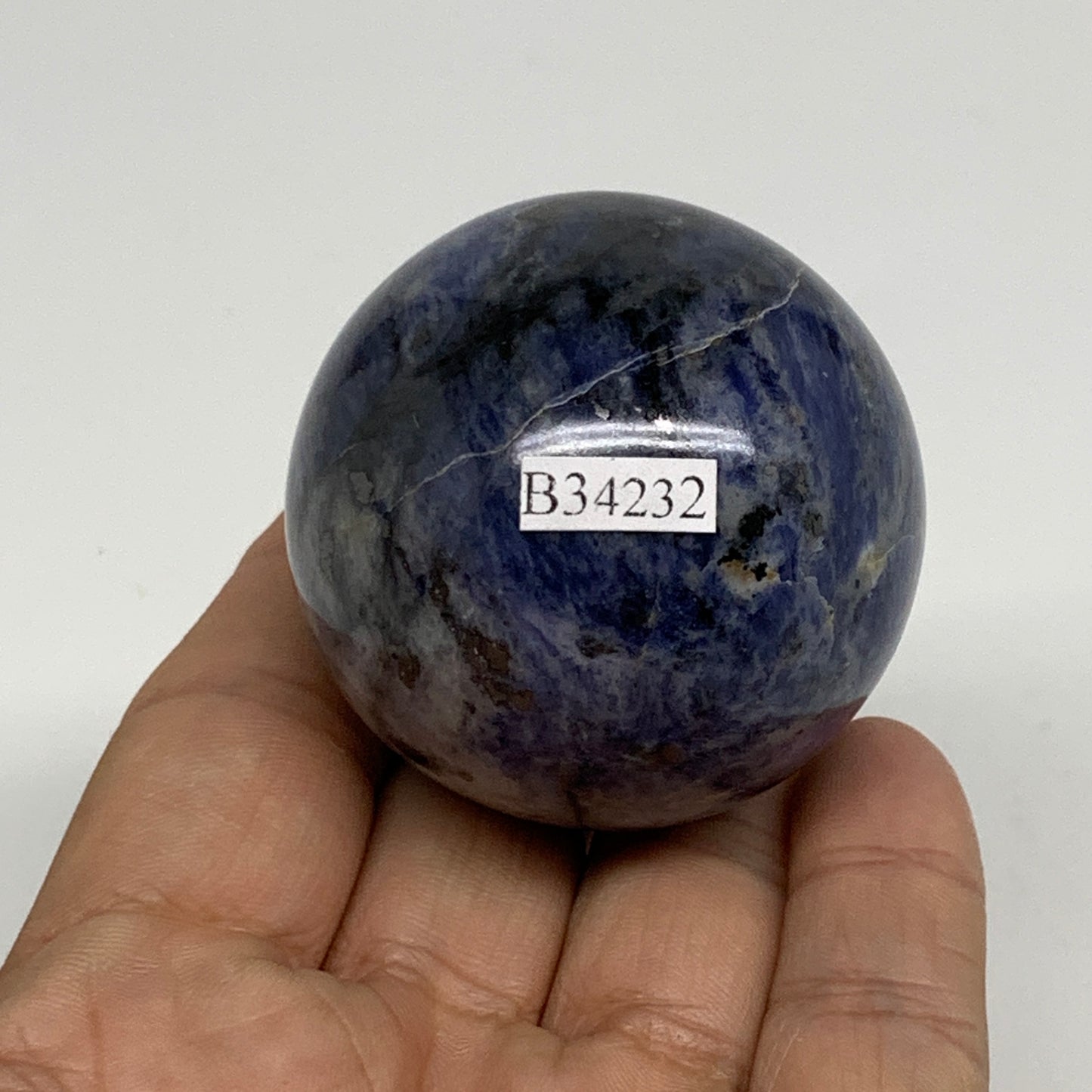 150g, 1.9"(47mm), Natural Sodalite Sphere Crystal Gemstone Ball @Brazil,B34232