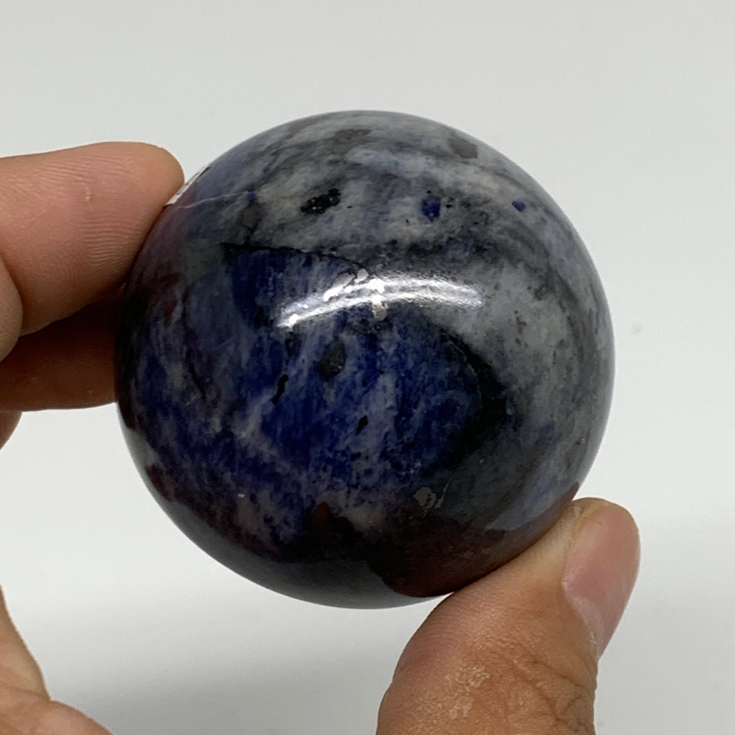 150g, 1.9"(47mm), Natural Sodalite Sphere Crystal Gemstone Ball @Brazil,B34232