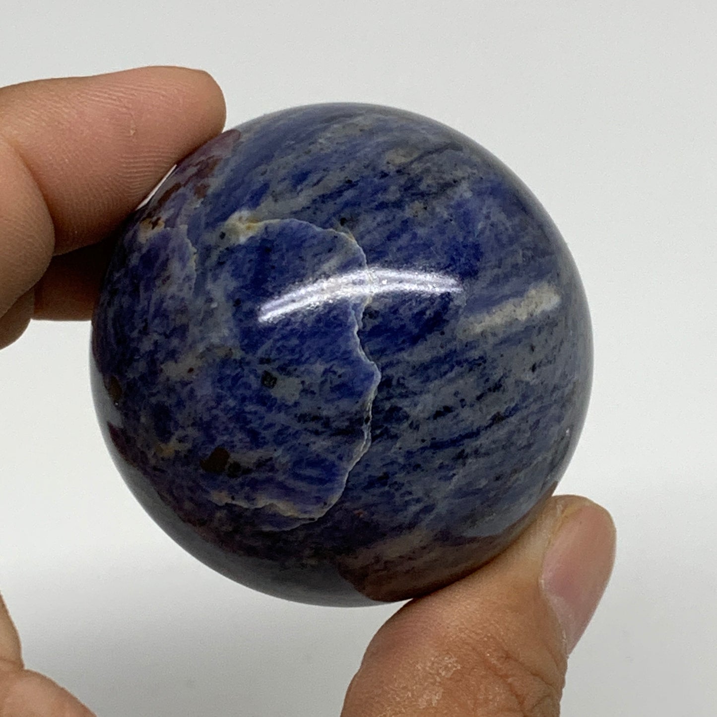 150g, 1.9"(47mm), Natural Sodalite Sphere Crystal Gemstone Ball @Brazil,B34232