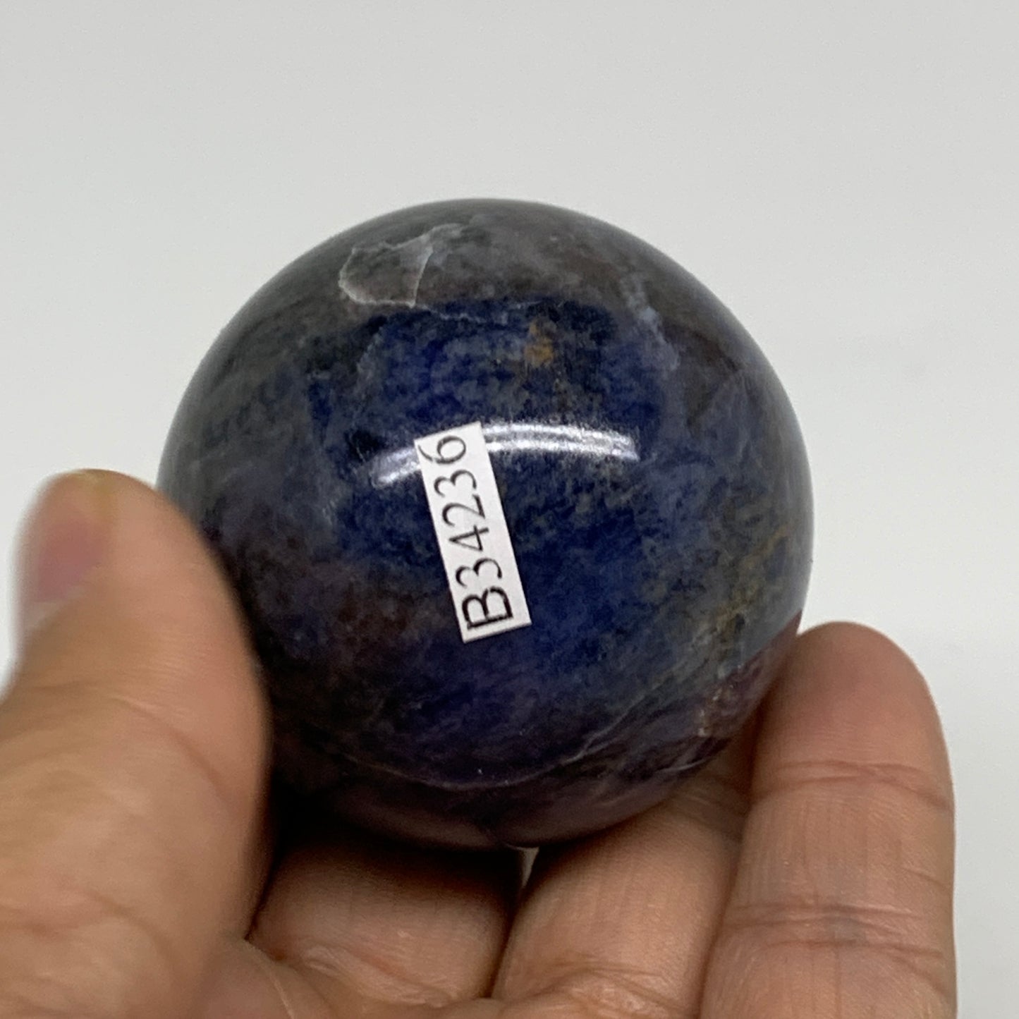 135.4g, 1.8"(46mm), Natural Sodalite Sphere Crystal Gemstone Ball @Brazil,B34236