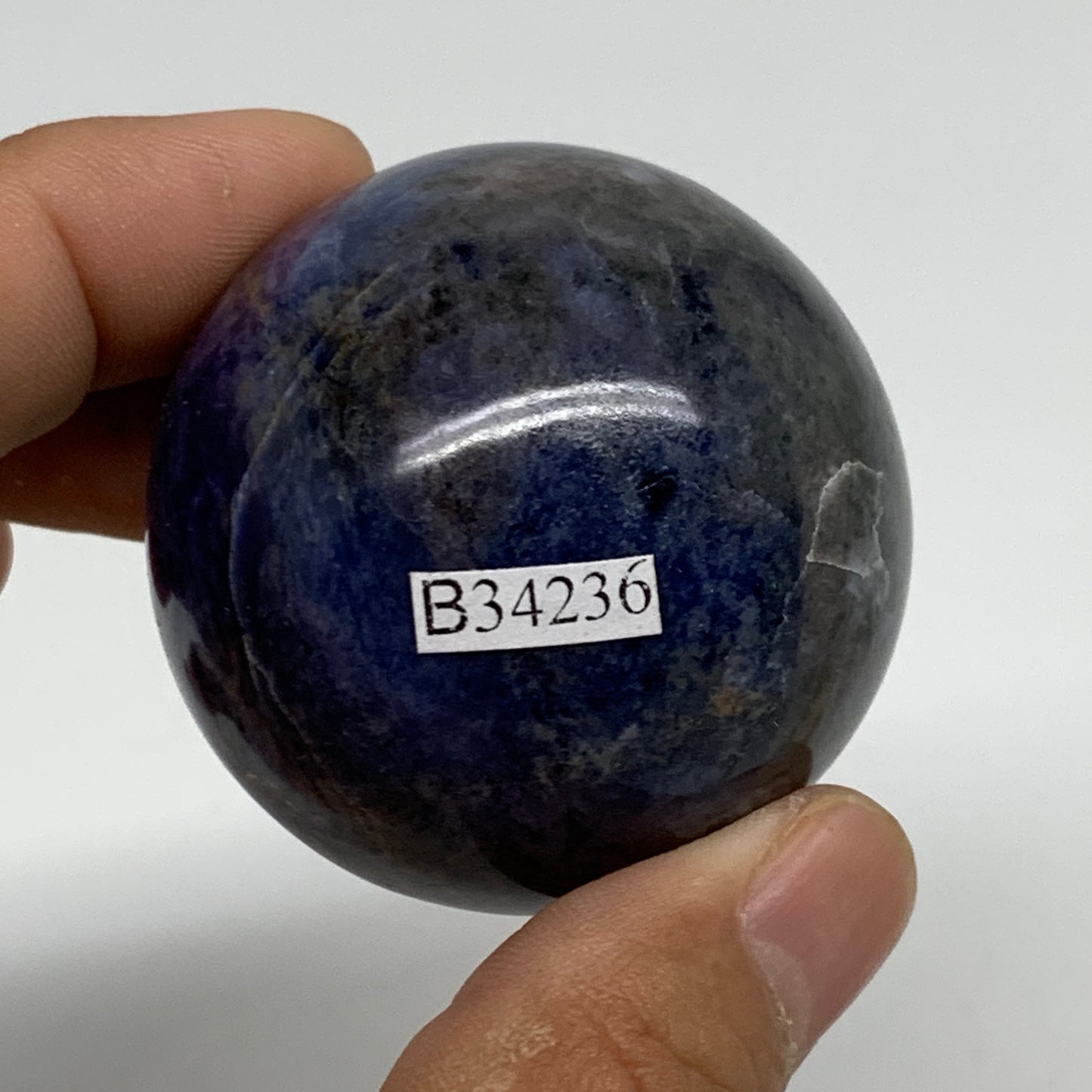 135.4g, 1.8"(46mm), Natural Sodalite Sphere Crystal Gemstone Ball @Brazil,B34236