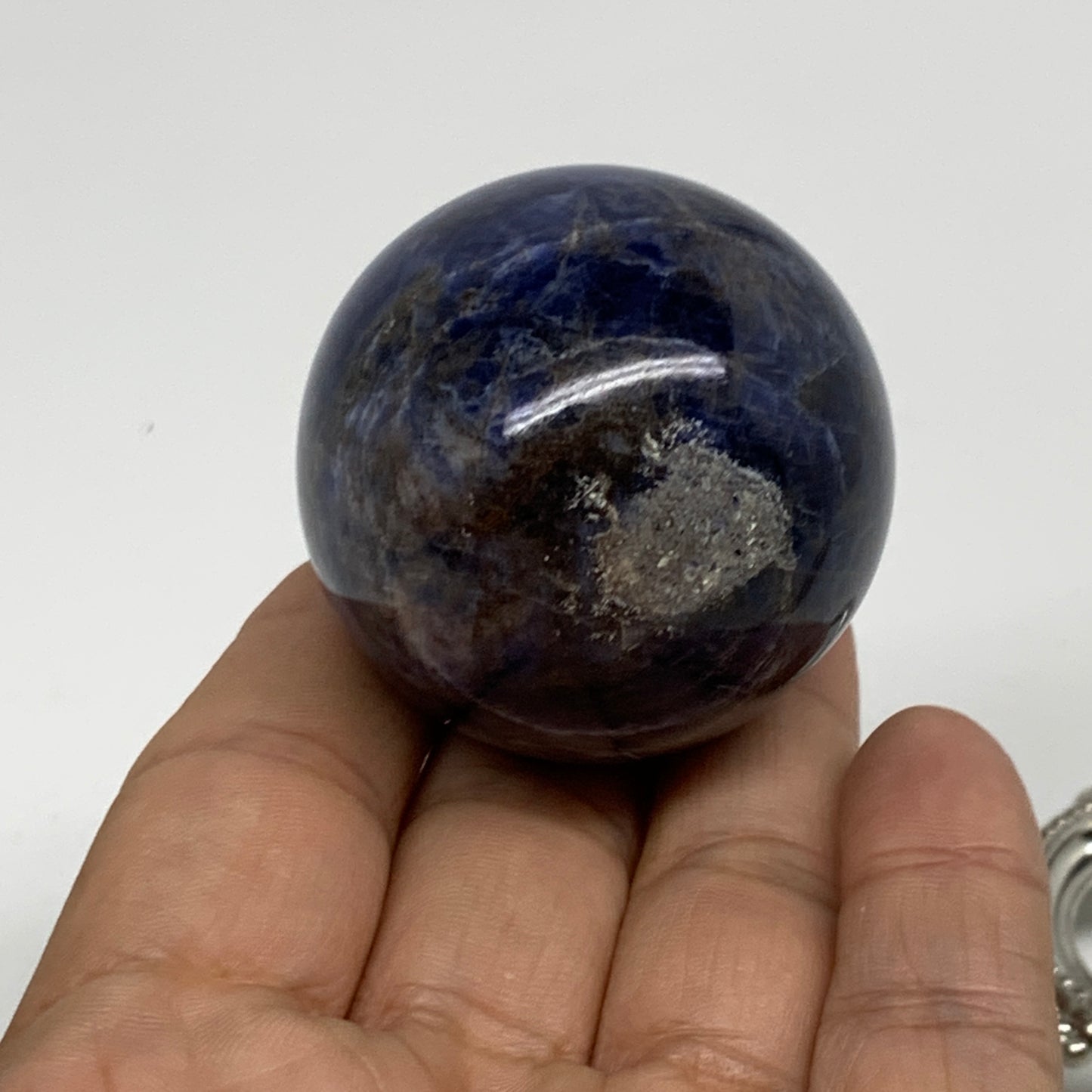 110g, 1.7"(44mm), Natural Sodalite Sphere Crystal Gemstone Ball @Brazil,B34237