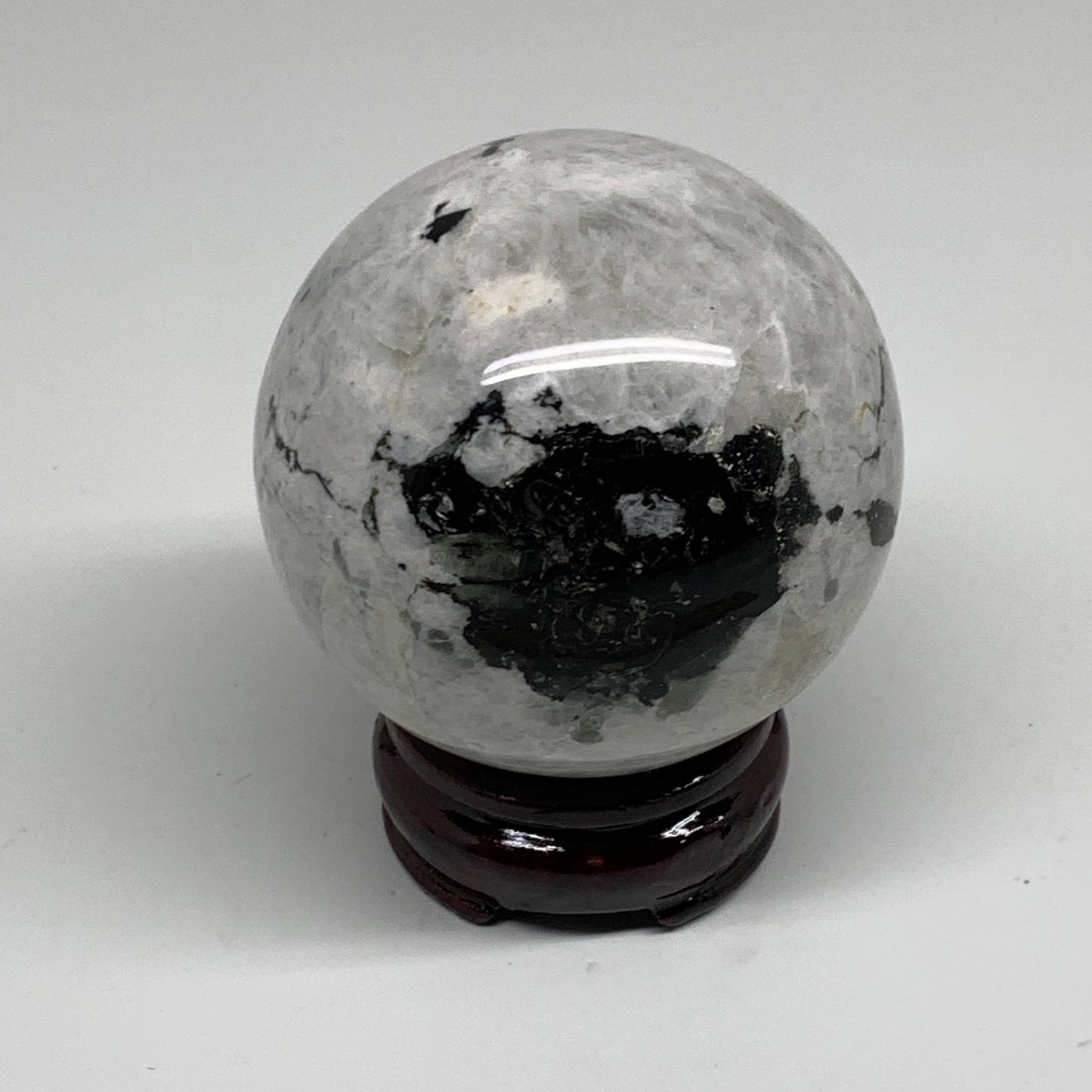 1.53 lbs, 3.1"(79mm), Natural Rainbow Moonstone Sphere Ball Gemstone, B34242