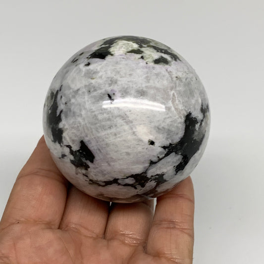 356.9g, 2.5"(63mm), Natural Rainbow Moonstone Sphere Ball Gemstone, B34243