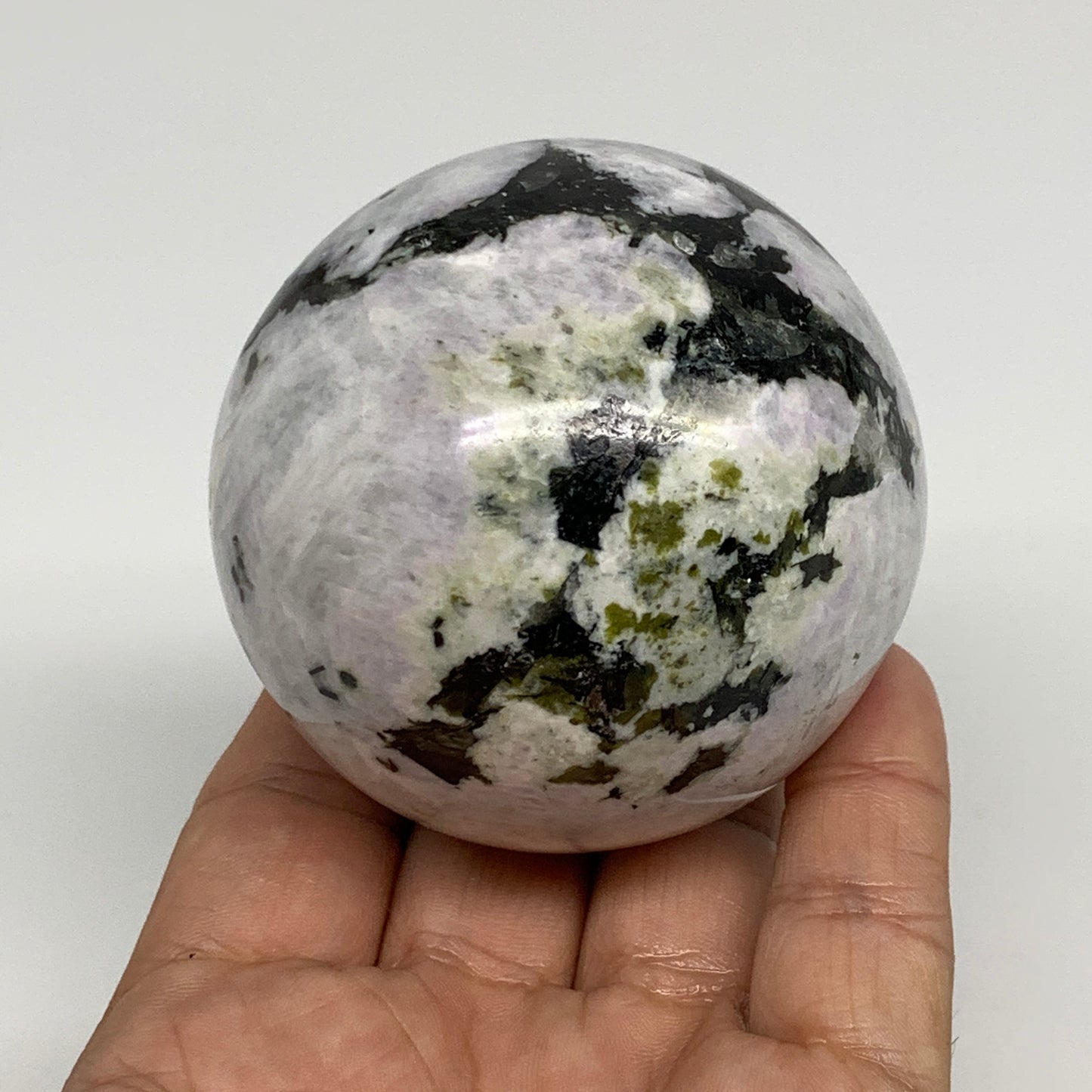 356.9g, 2.5"(63mm), Natural Rainbow Moonstone Sphere Ball Gemstone, B34243