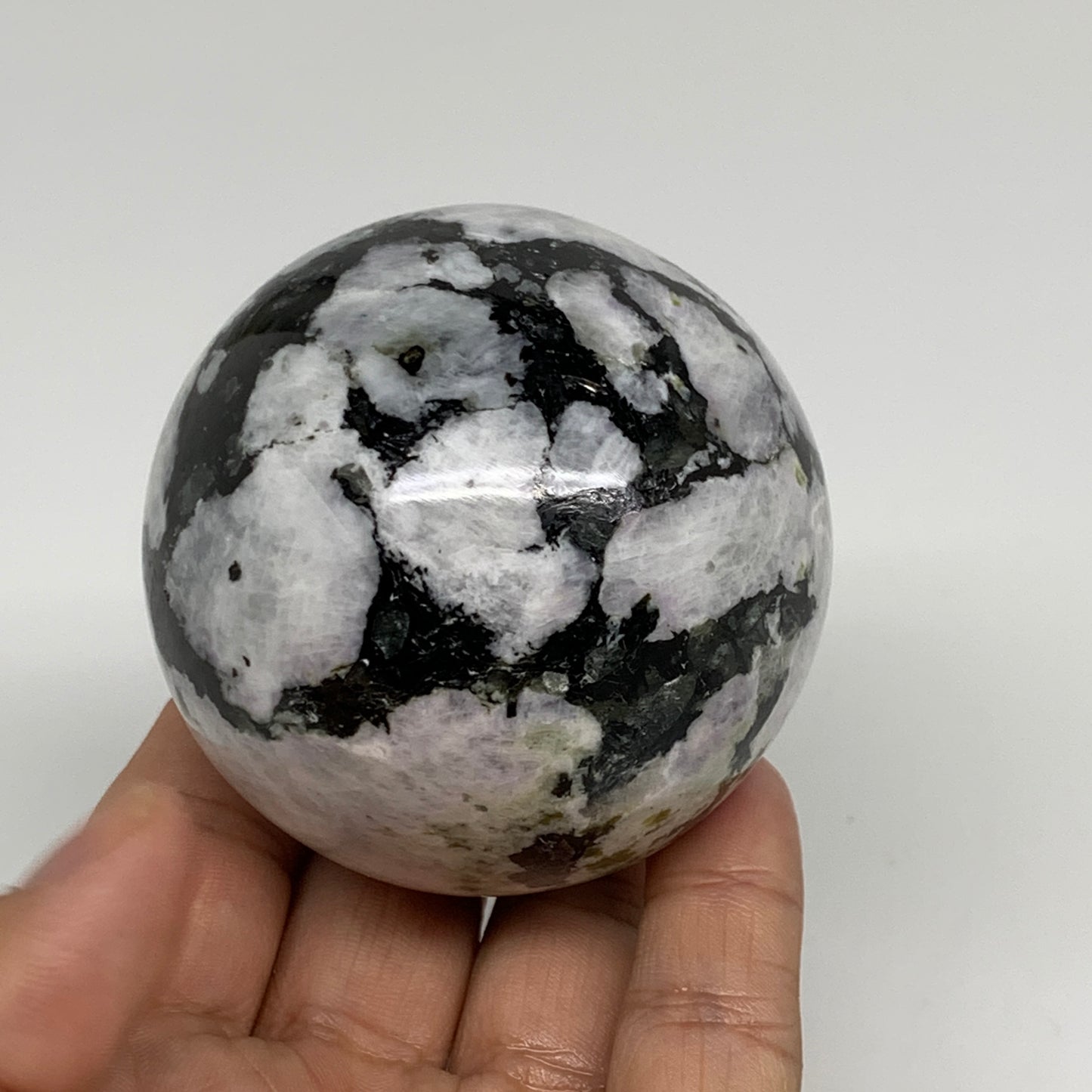 356.9g, 2.5"(63mm), Natural Rainbow Moonstone Sphere Ball Gemstone, B34243