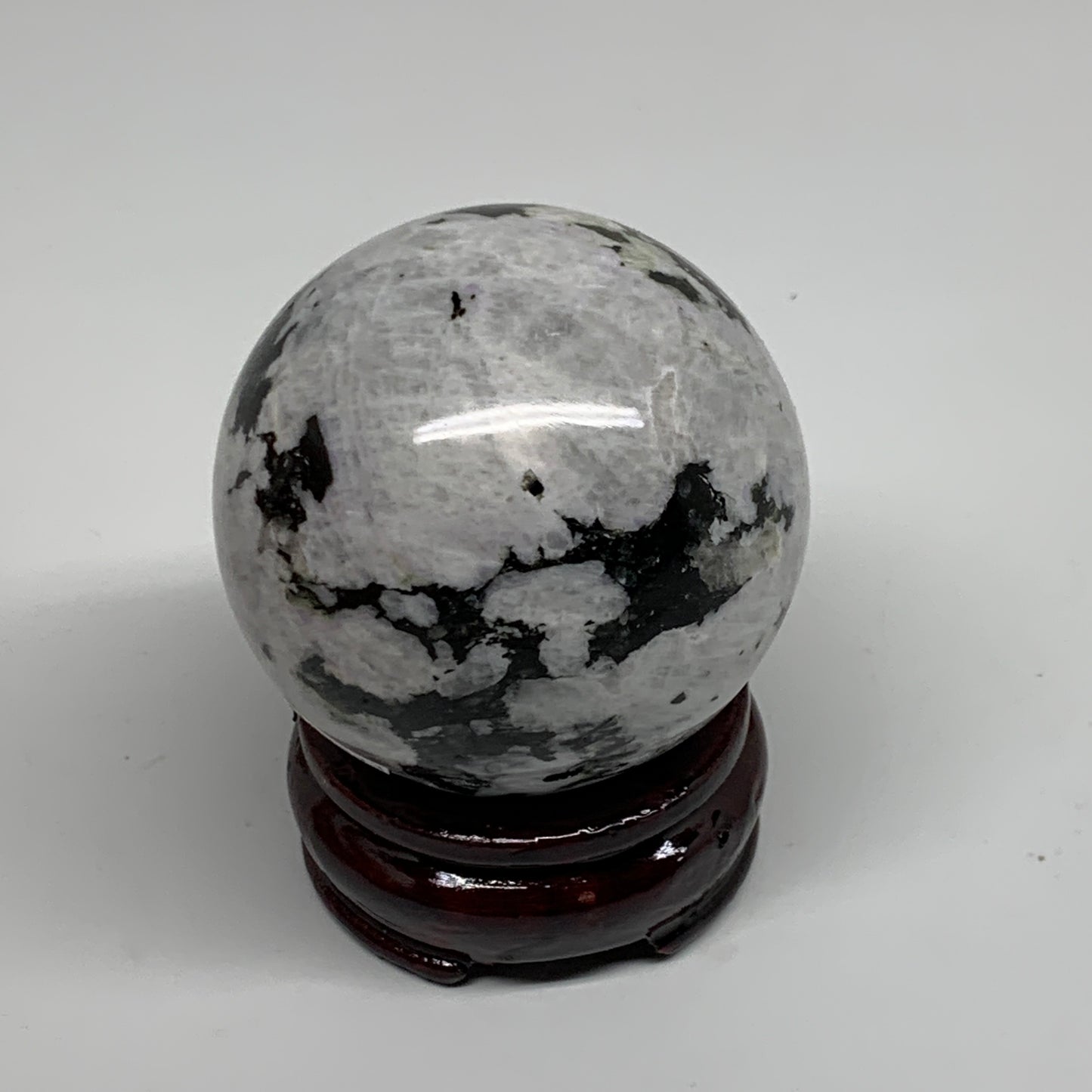 356.9g, 2.5"(63mm), Natural Rainbow Moonstone Sphere Ball Gemstone, B34243