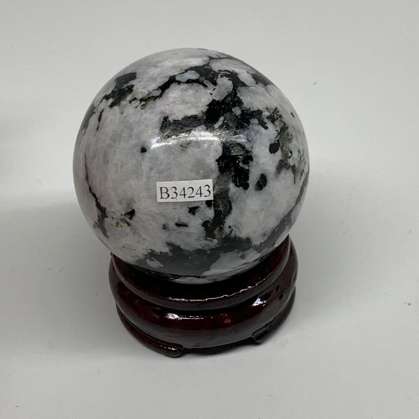 356.9g, 2.5"(63mm), Natural Rainbow Moonstone Sphere Ball Gemstone, B34243