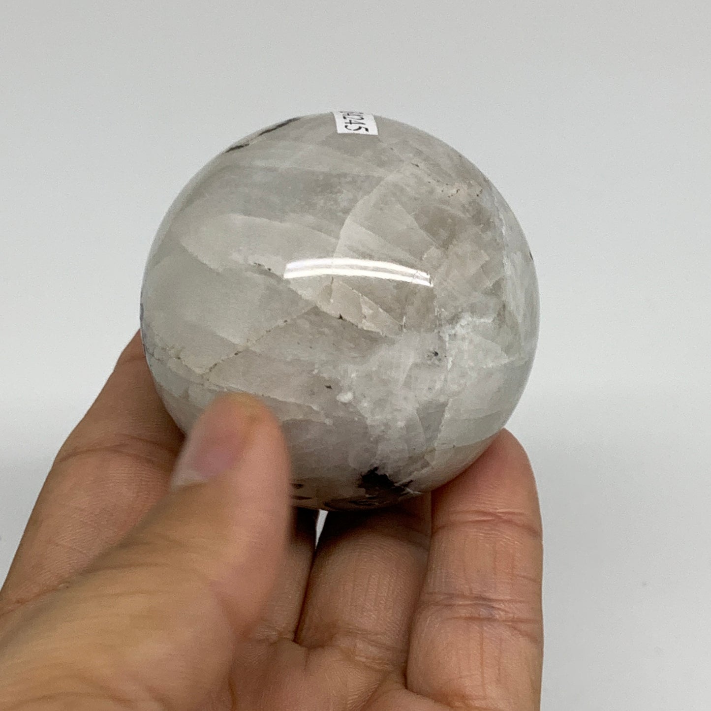 198g, 2.1"(52mm), Natural Rainbow Moonstone Sphere Ball Gemstone, B34245