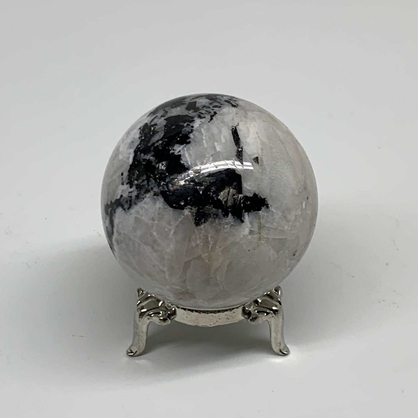 198g, 2.1"(52mm), Natural Rainbow Moonstone Sphere Ball Gemstone, B34245