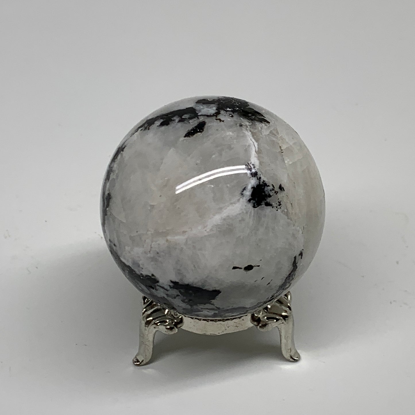 198g, 2.1"(52mm), Natural Rainbow Moonstone Sphere Ball Gemstone, B34245