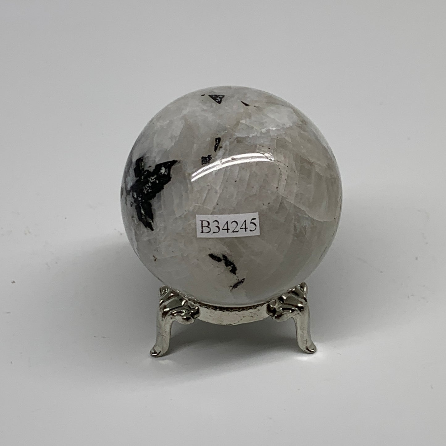 198g, 2.1"(52mm), Natural Rainbow Moonstone Sphere Ball Gemstone, B34245