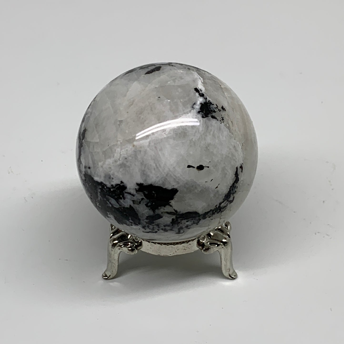 198g, 2.1"(52mm), Natural Rainbow Moonstone Sphere Ball Gemstone, B34245