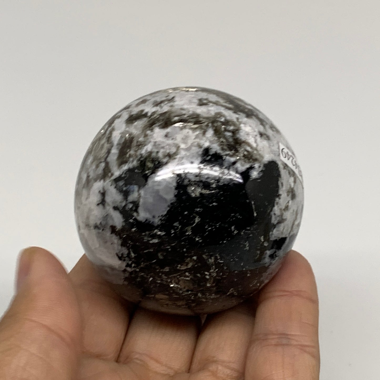 240g, 2.2"(55mm), Natural Rainbow Moonstone Sphere Ball Gemstone, B34249