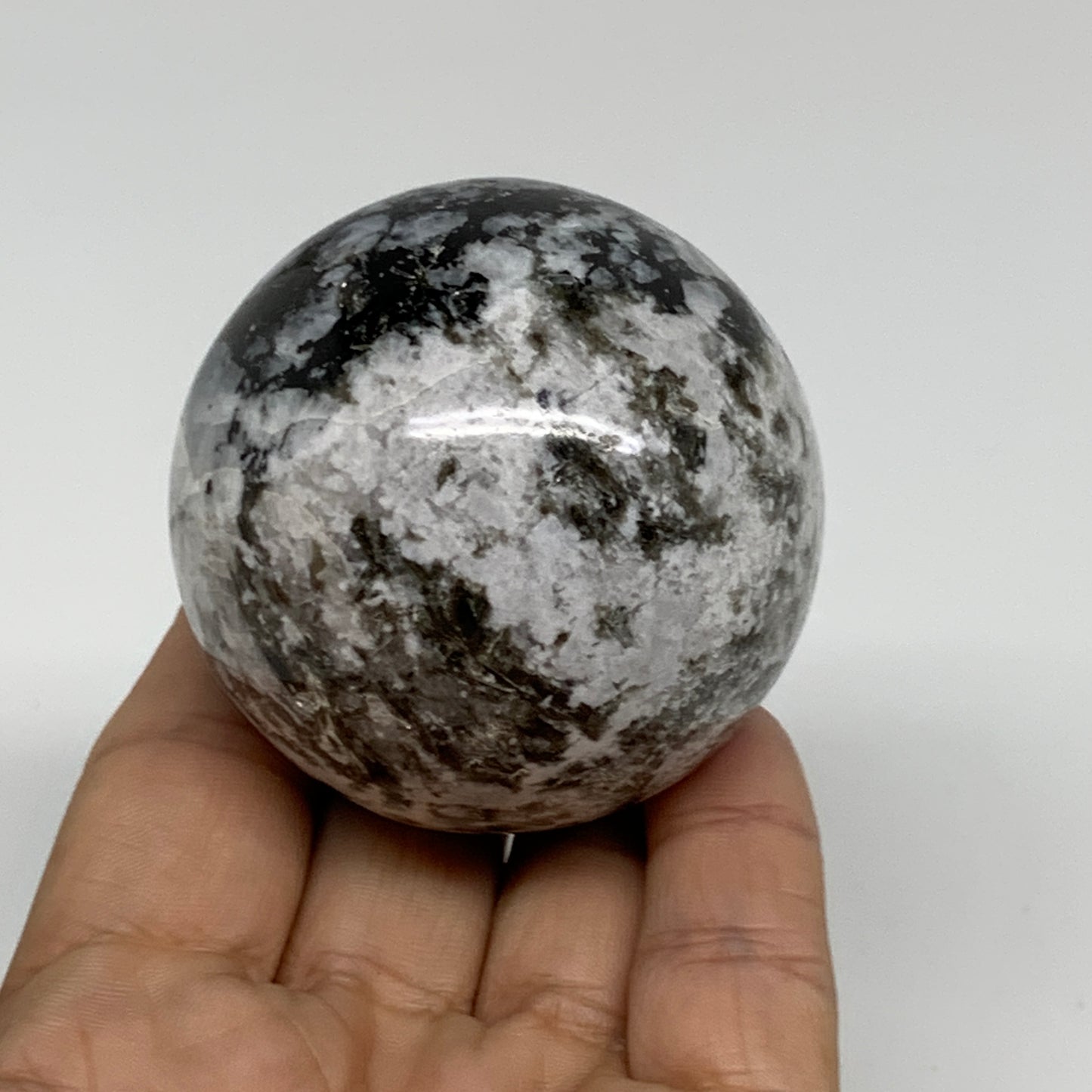 240g, 2.2"(55mm), Natural Rainbow Moonstone Sphere Ball Gemstone, B34249
