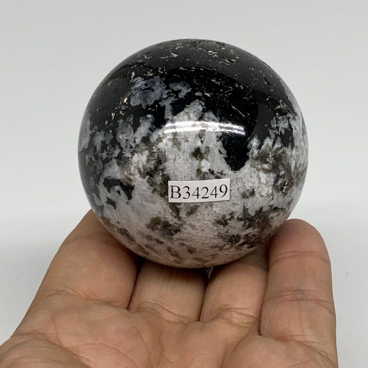 240g, 2.2"(55mm), Natural Rainbow Moonstone Sphere Ball Gemstone, B34249