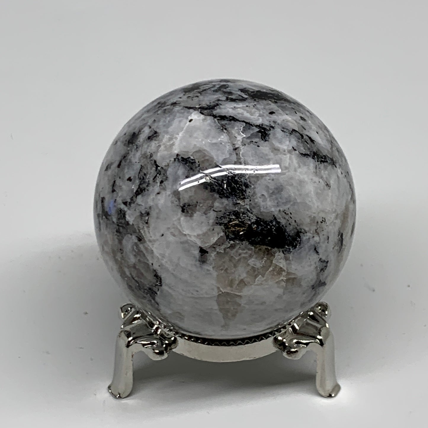 280g, 2.3"(58mm), Natural Rainbow Moonstone Sphere Ball Gemstone, B34251