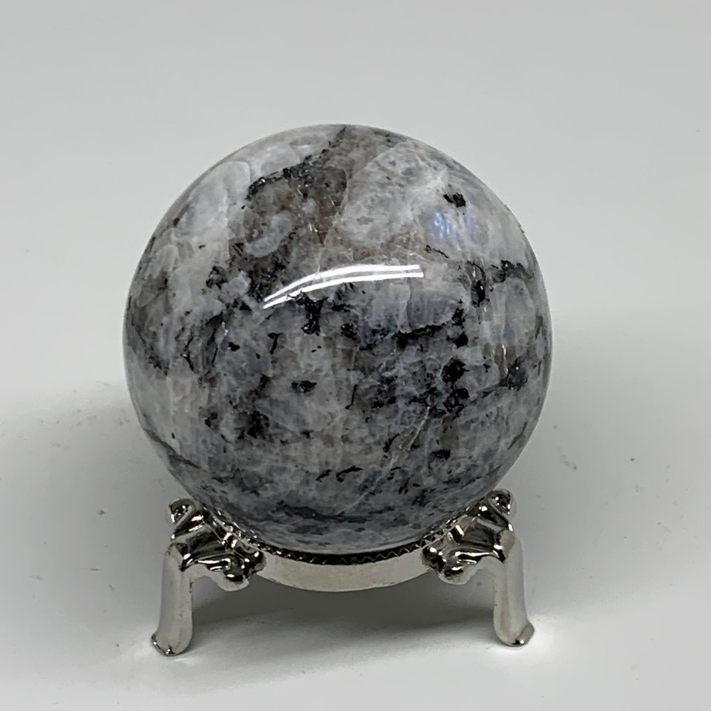 280g, 2.3"(58mm), Natural Rainbow Moonstone Sphere Ball Gemstone, B34251